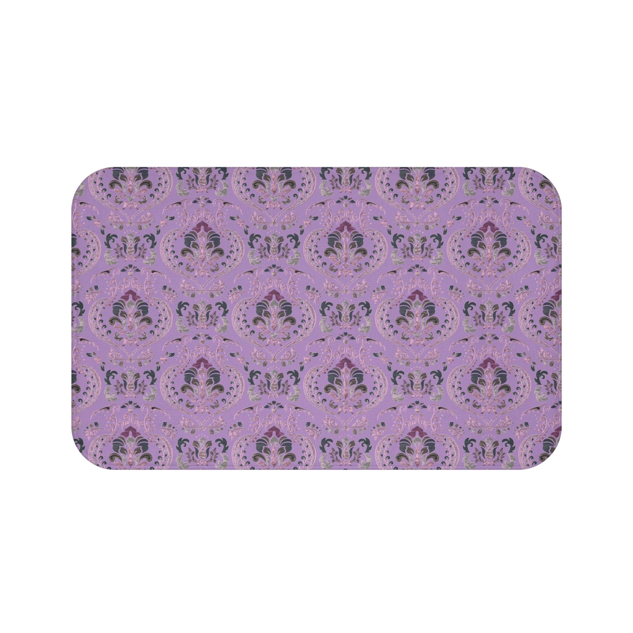 Damask Bath Mat | Lilac Lavender Purple Kitchen Mat