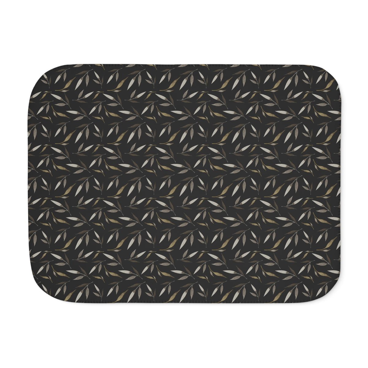 Black Beige Willow Leaf Sherpa Blanket | Moody Botanical Throw
