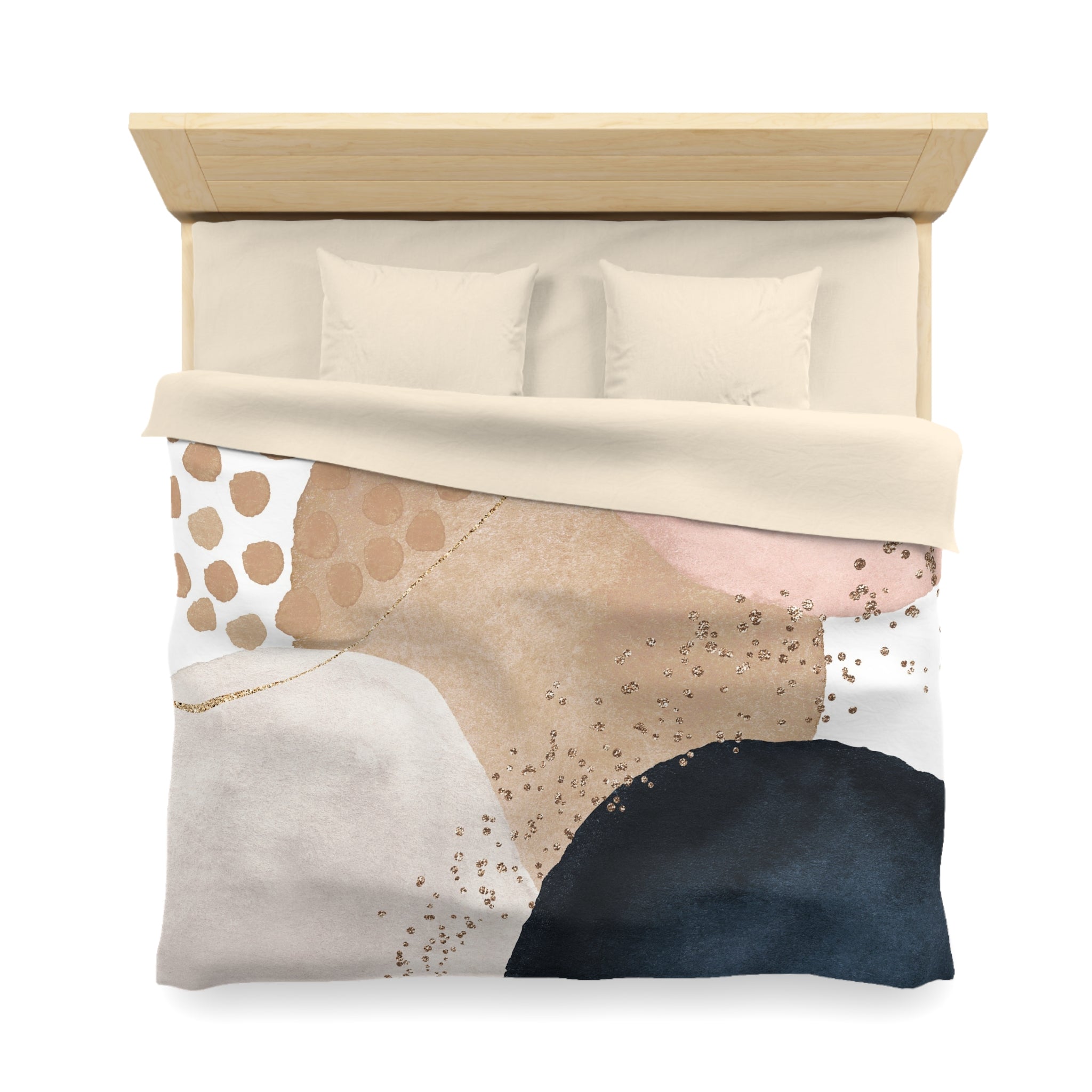 Abstract Duvet Cover | Navy Blue, Blush Beige Pink | Bedroom Decor