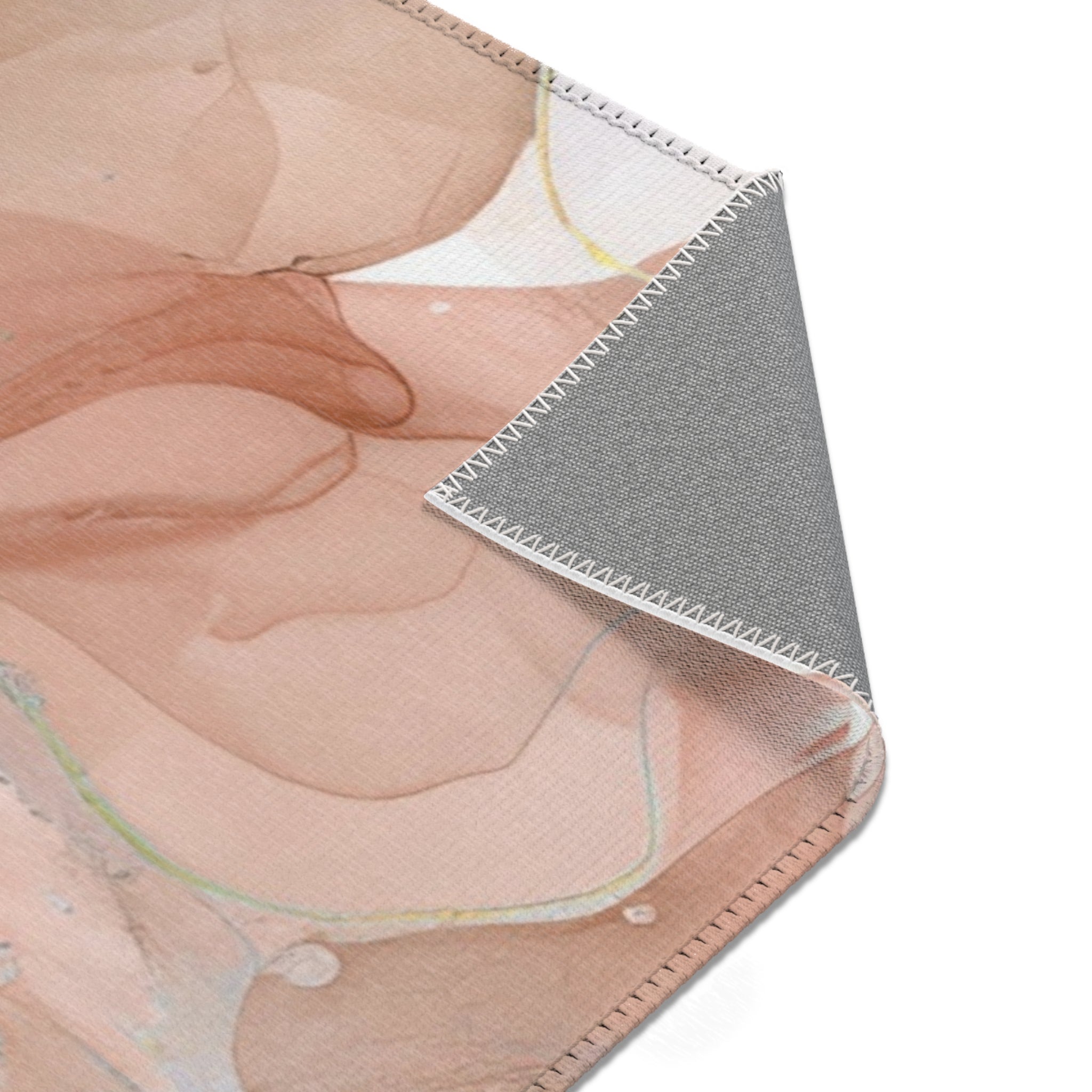 Abstract Floral Area Rug | Peach Brown Beige Watercolor