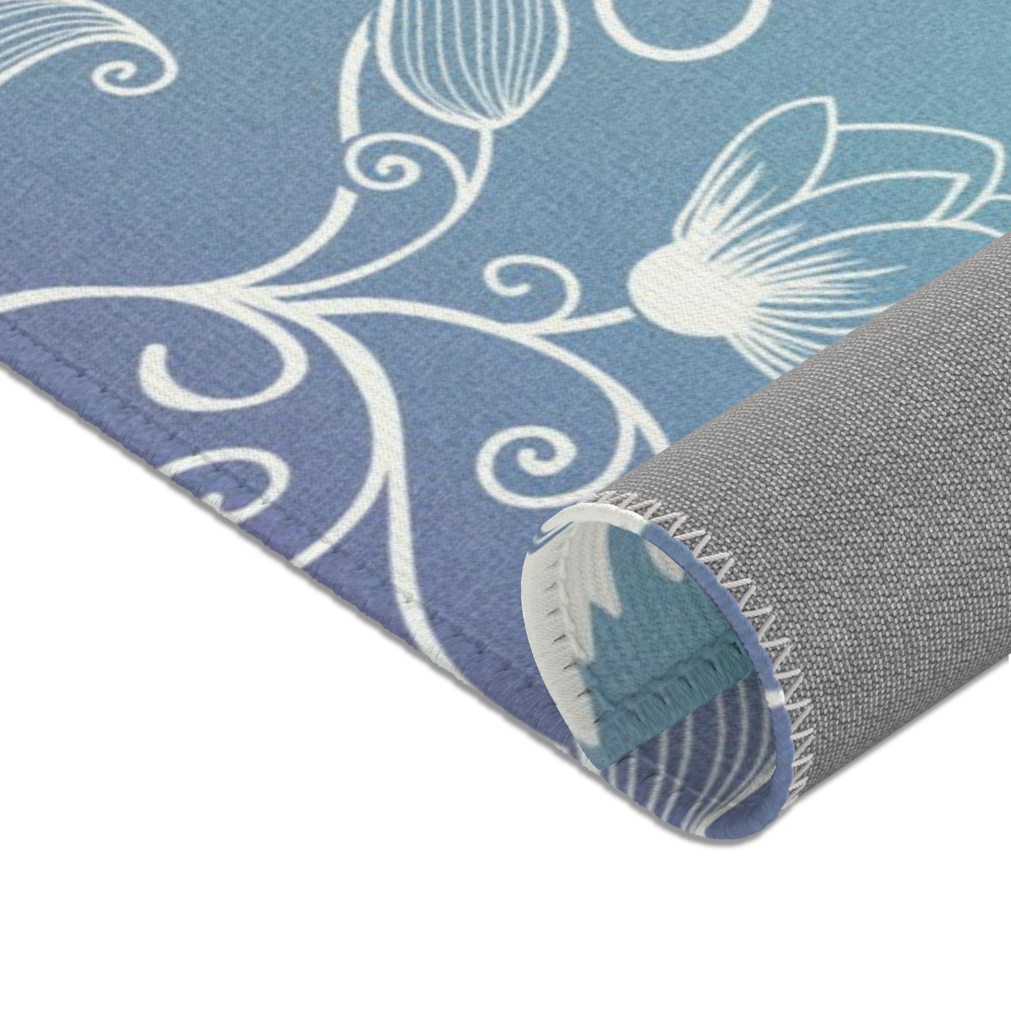 Rainbow Boho Area Rug | Colorful, White Floral Rug