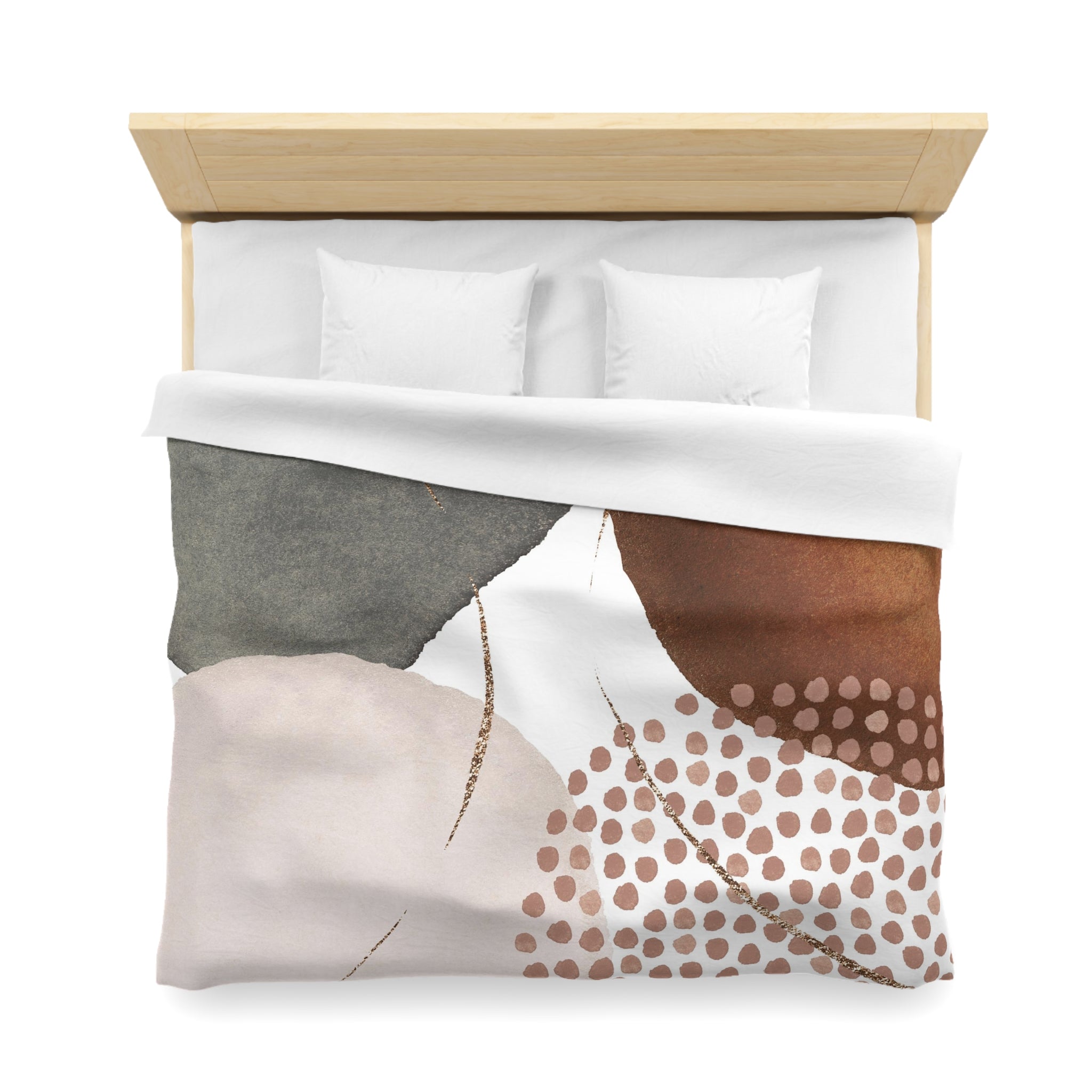 Abstract Duvet Cover | Grey, Rust Brown, Blush Mauve Pink, White | Bedroom Decor