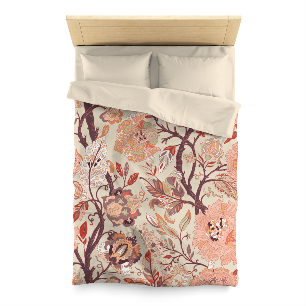 Jacobean Floral Duvet Cover | Peach Terracotta Plum Cream