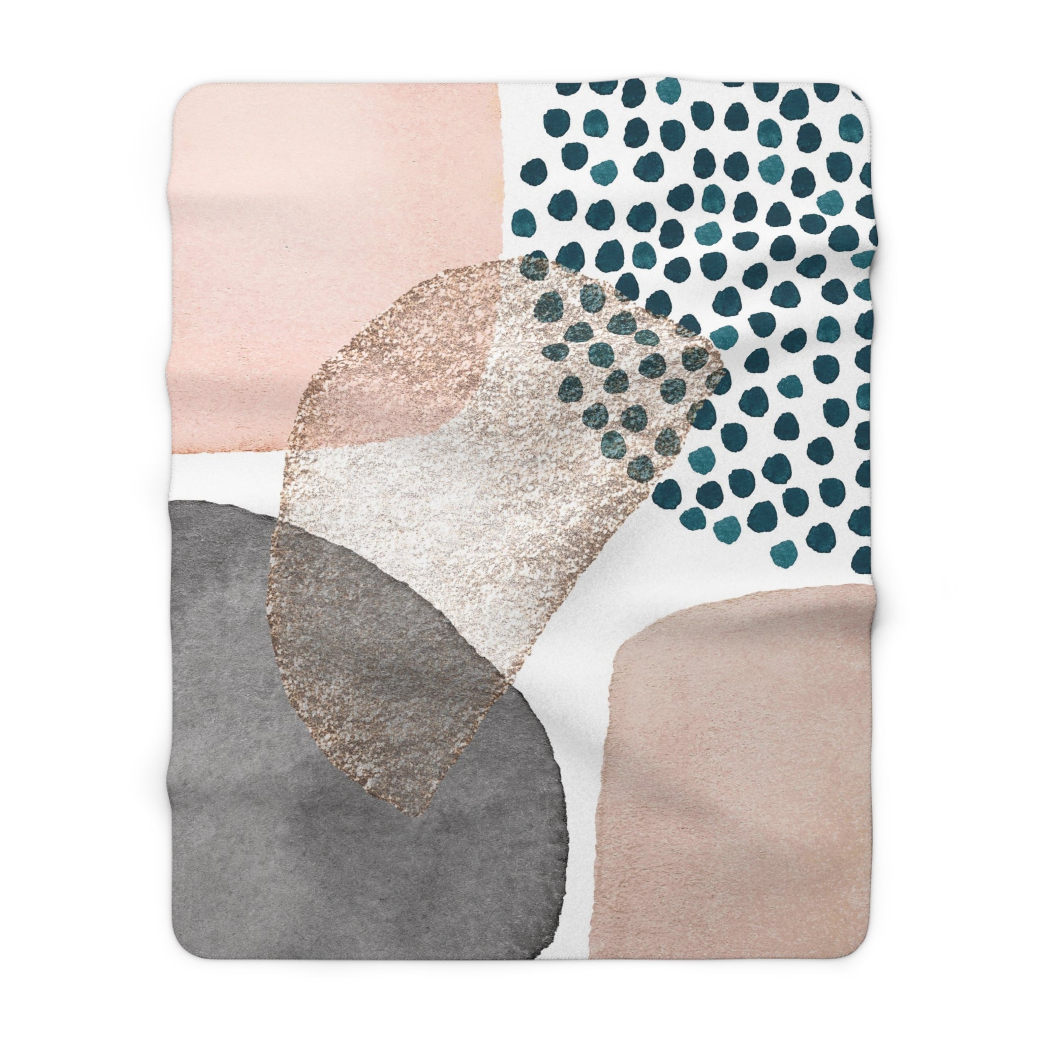 Abstract Boho Couch, Fleece Throw Blanket | Modern Blush Pink, White Beige, Grey Blue