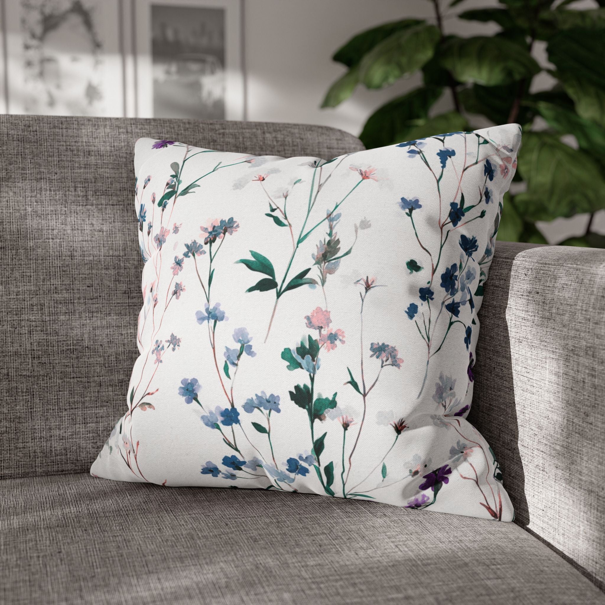 Floral Pillow Cover | Green Blush Watercolor Pillowcase