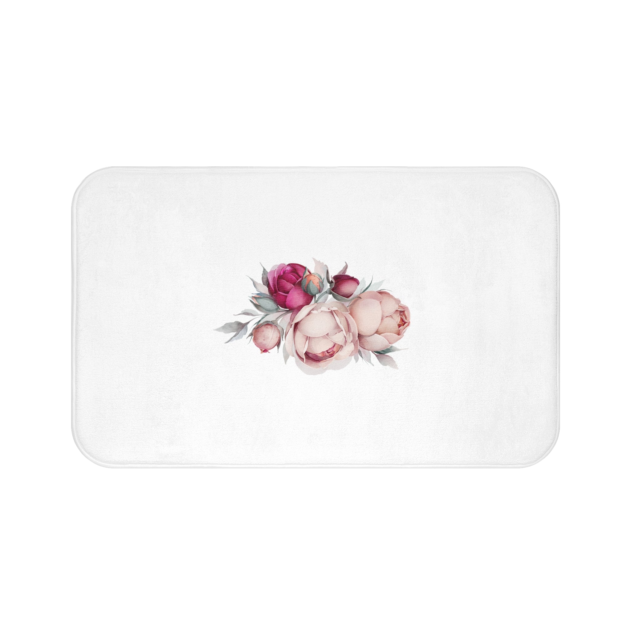 Peonies, Flora, White Pink Bath, Kitchen Mats