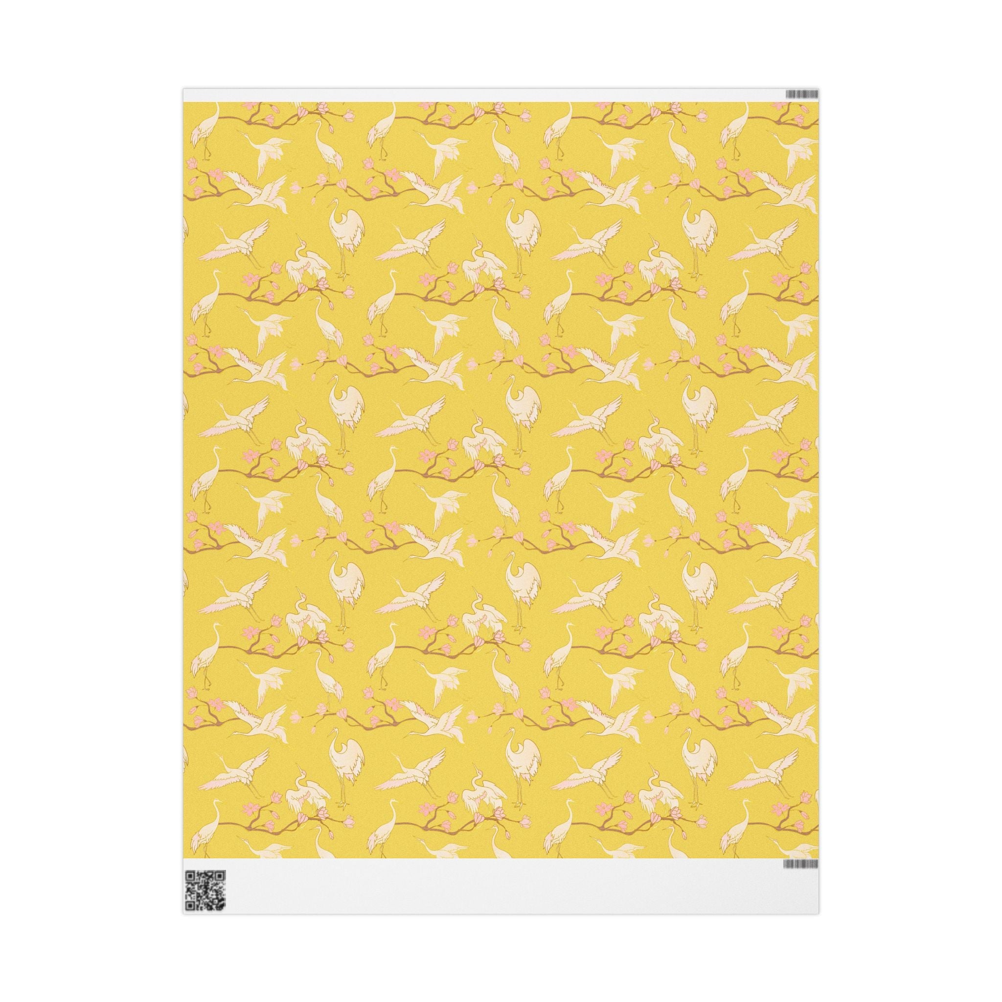 Japanese Yellow Wrapping Paper | Blush Pink Crane Stork Birds