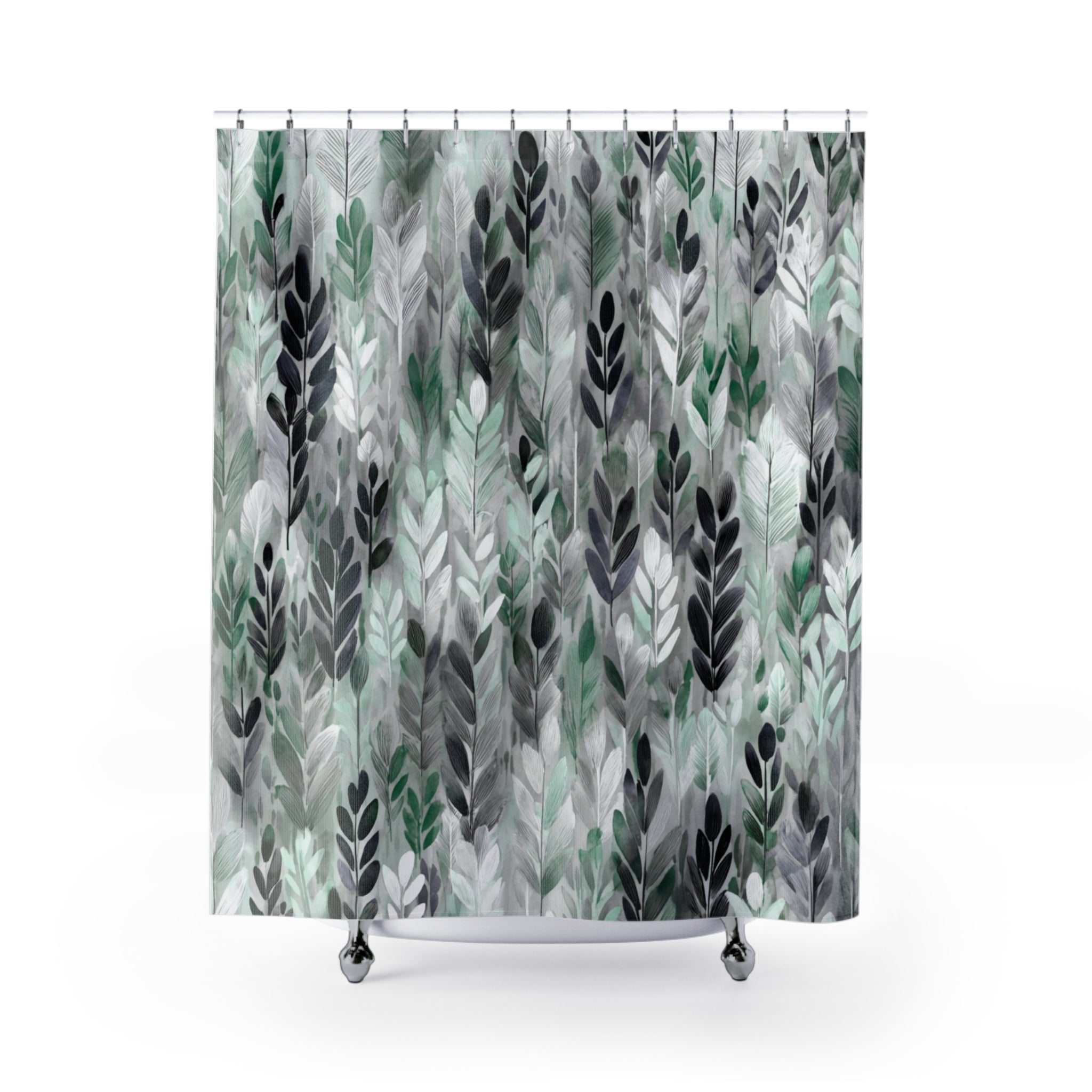 Boho Floral Shower Curtain | Earthy Leaves Bathroom