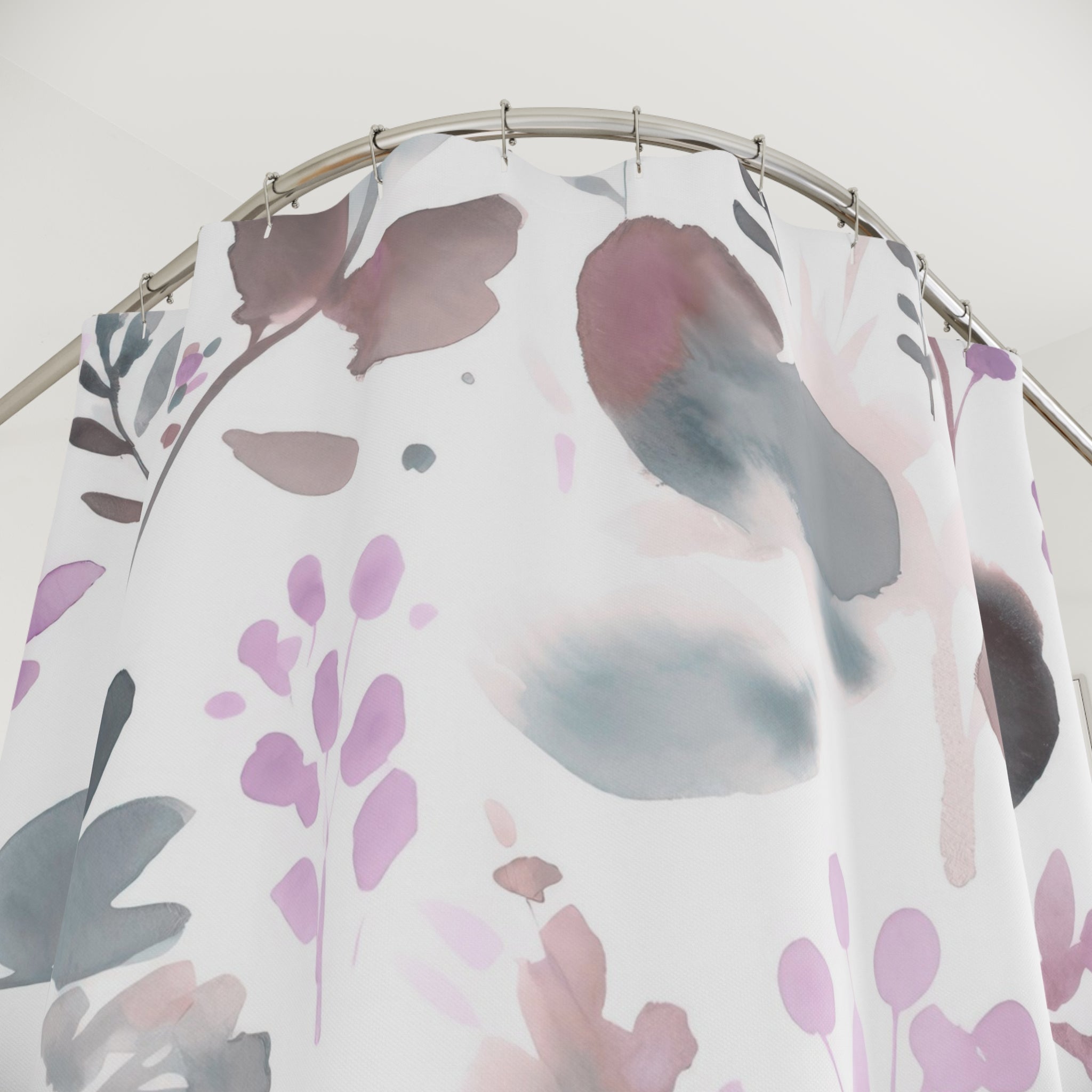 Boho Shower Curtain, Bath Mat | Lilac Purple Blue White Bathroom Set