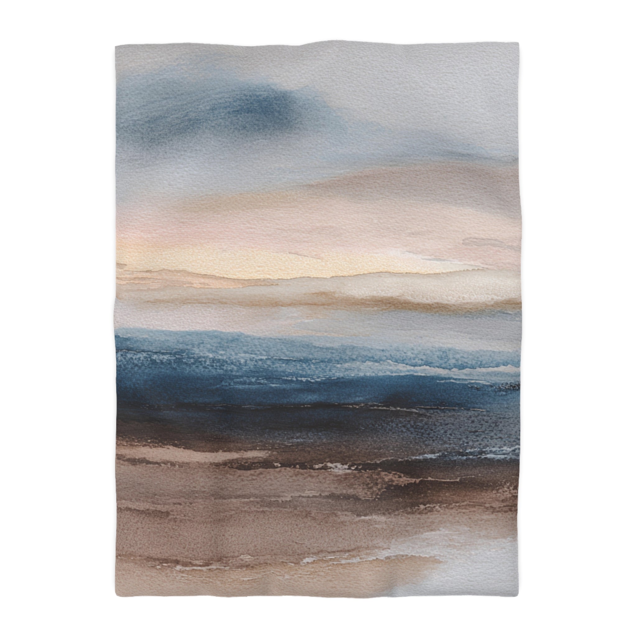 Modern Abstract Duvet, Pillow Cover | Blue Beige Bedroom Decor
