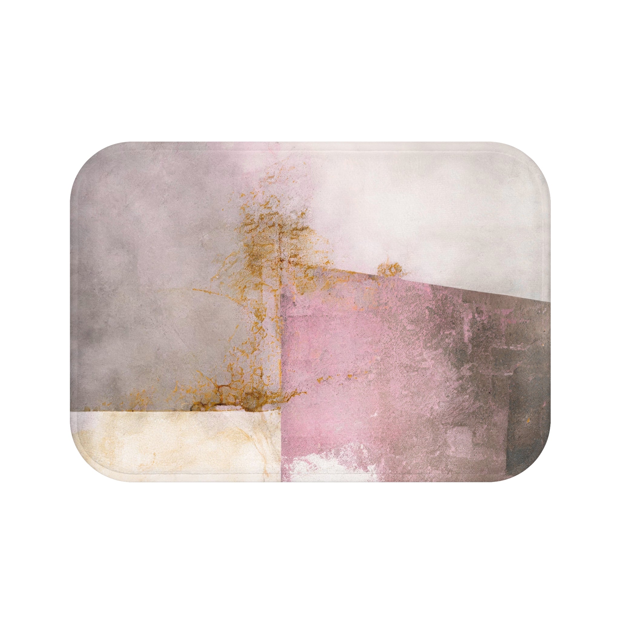 Abstract Bath Mat | Grey Mauve Blush Pink Rustic Kitchen Mat