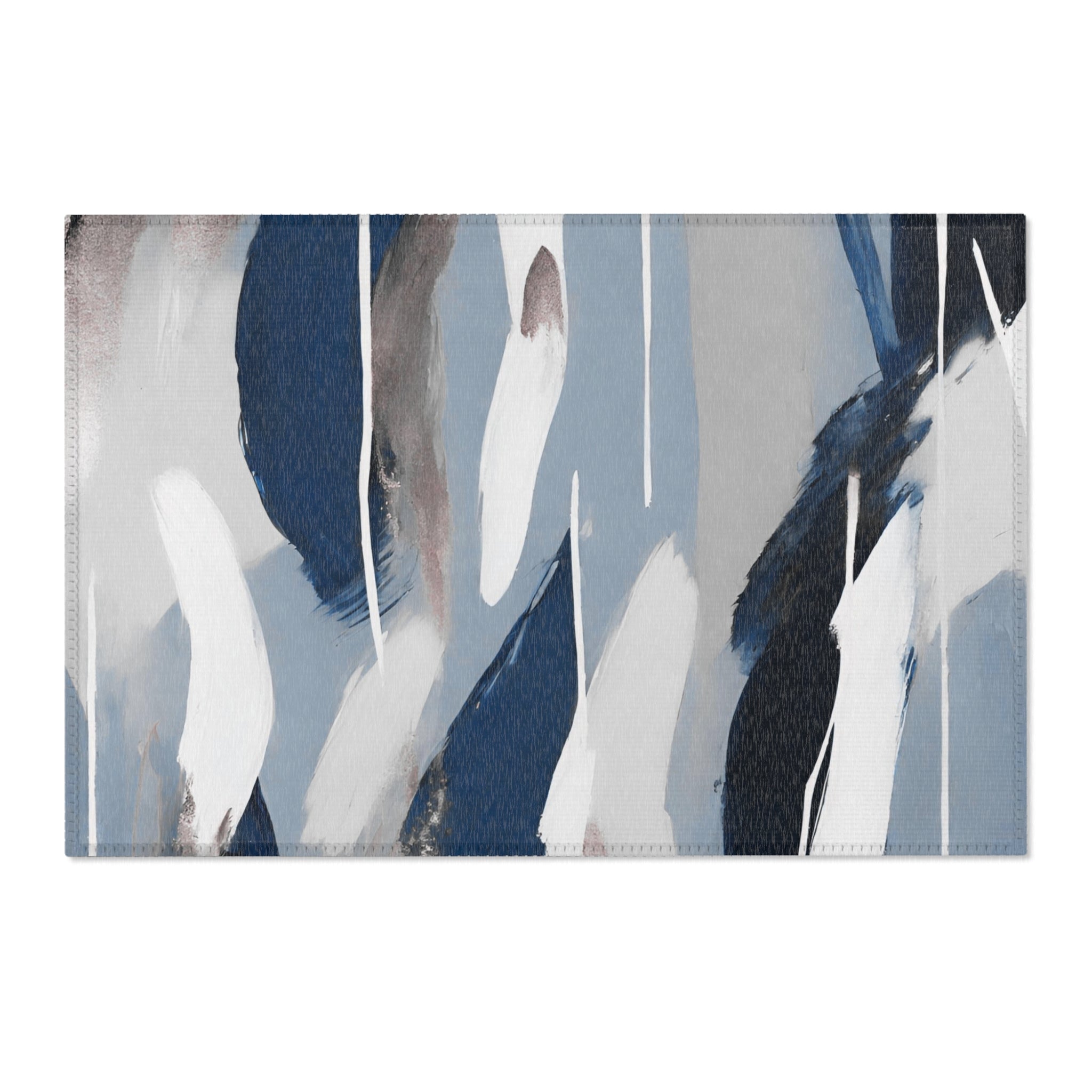 Abstract Large Area Rug | Modern Blue Grey White Watercolor Rug