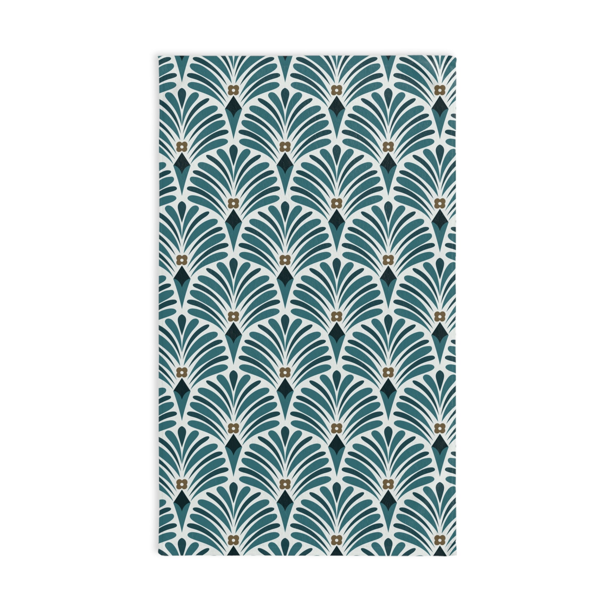 Boho Kitchen, Bath Hand Towel | Art Deco Nouveau Teal Green