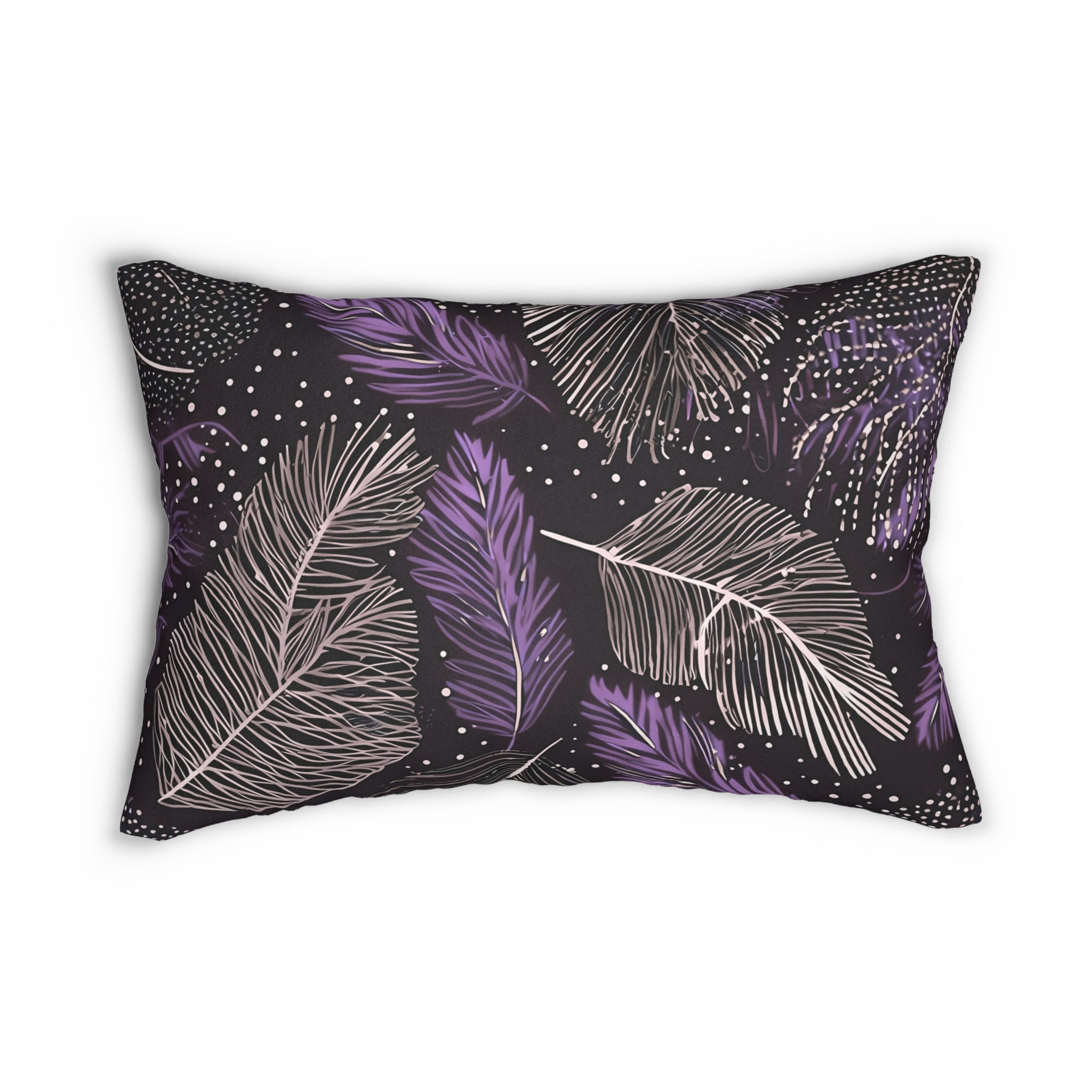 Abstract Leaves Lumbar Pillow | Floral Purple Beige