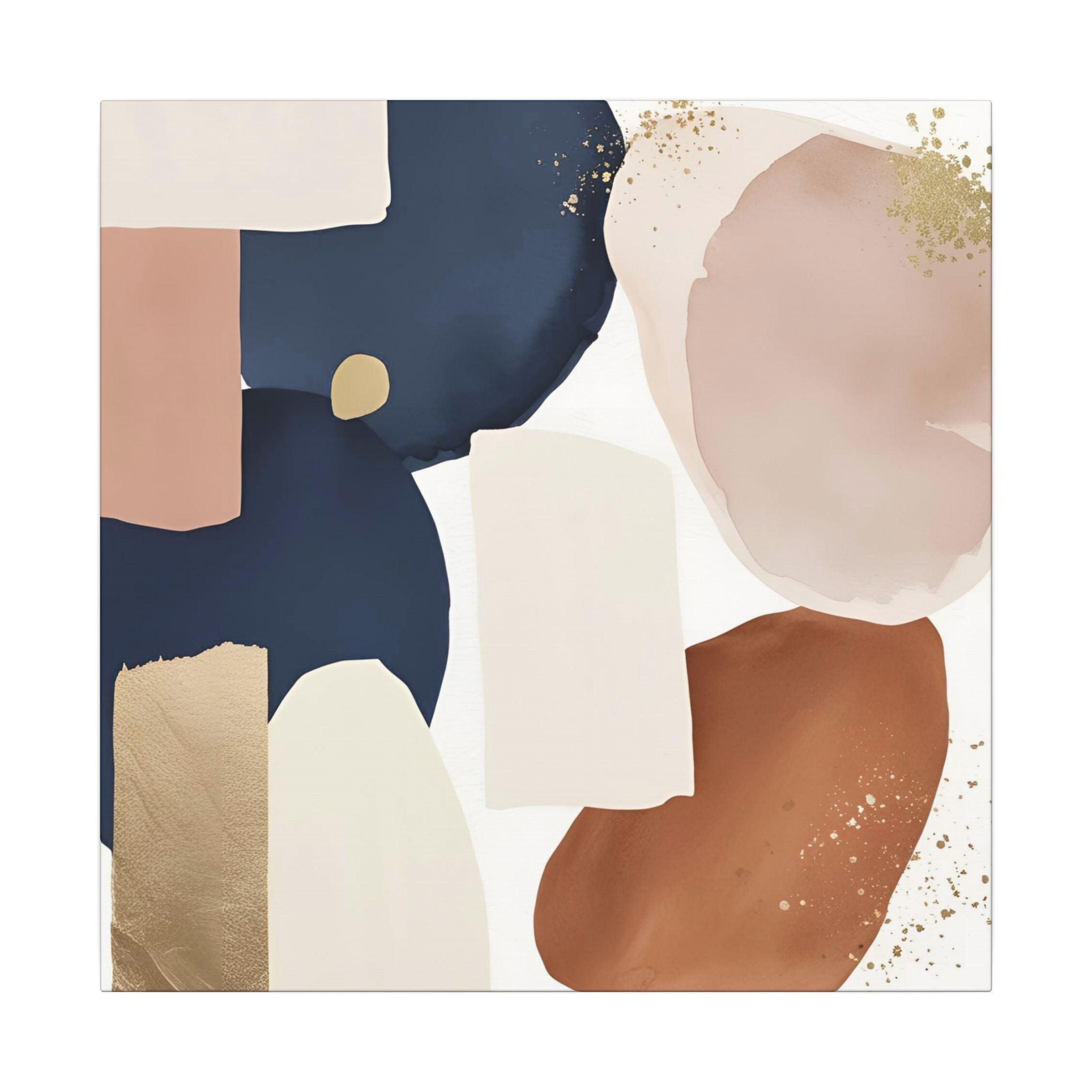 The image is an abstract art piece featuring various shapes and colors, including shades of blue, pink, and brown.