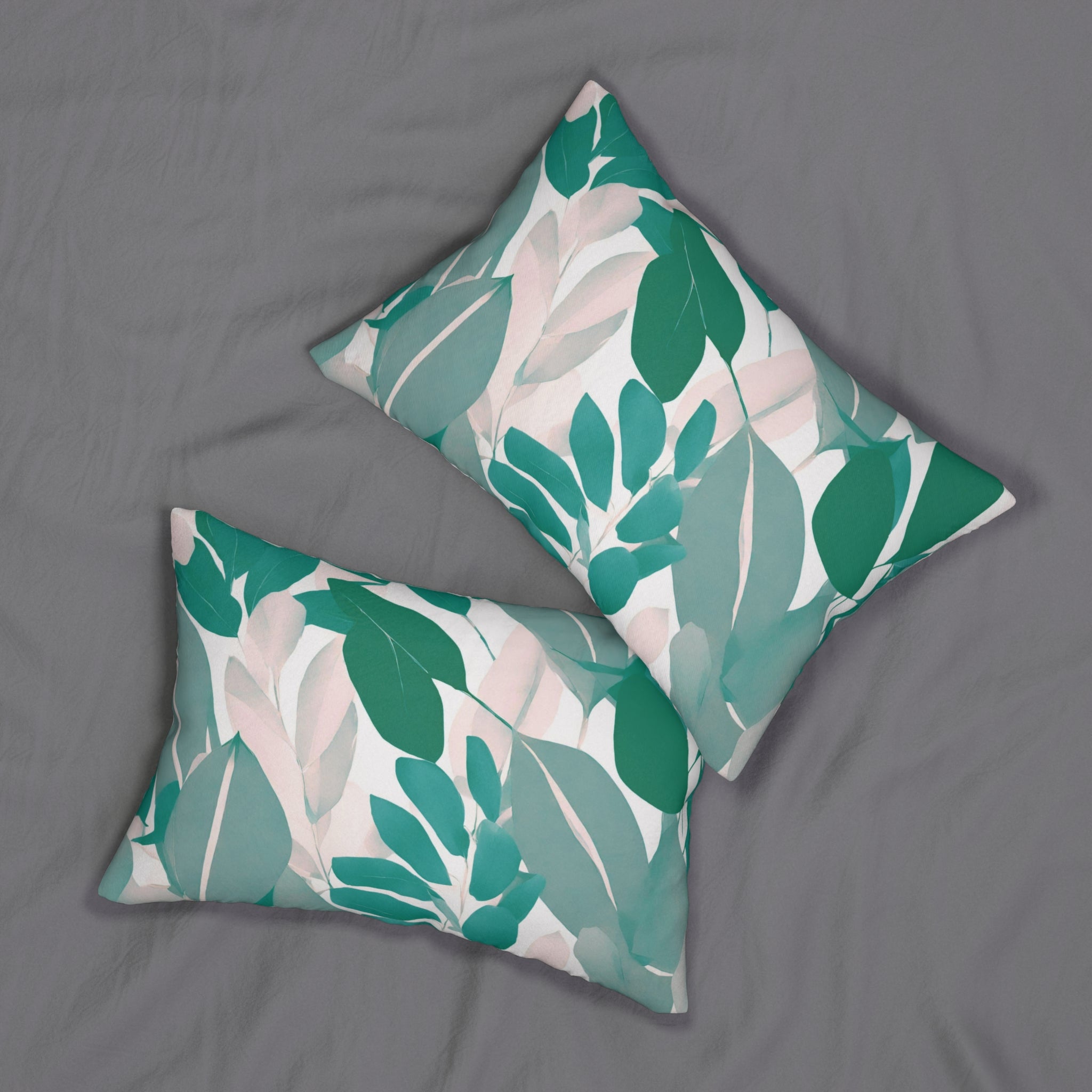 Boho Lumbar Pillow | Floral Teal Sage Green, Blush Pink