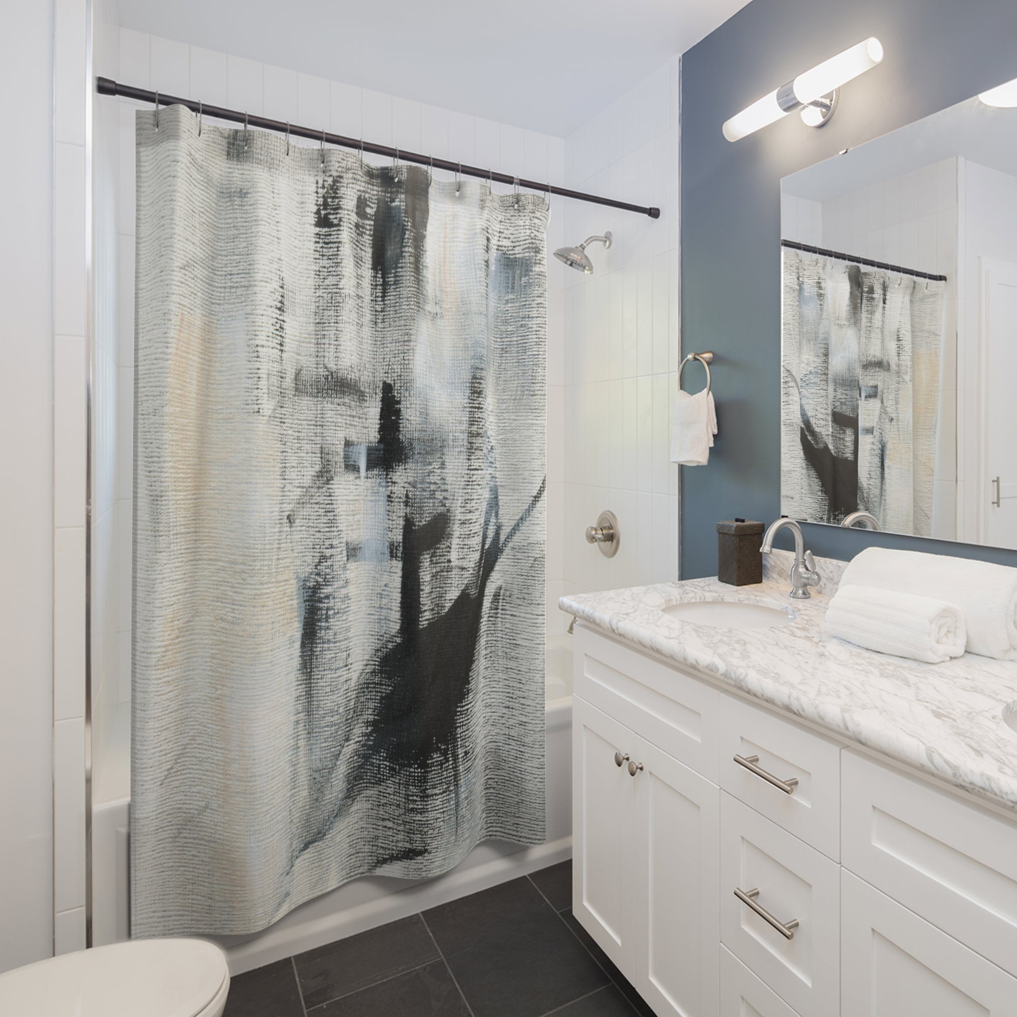 Abstract Shower Curtain | Grey Brushed