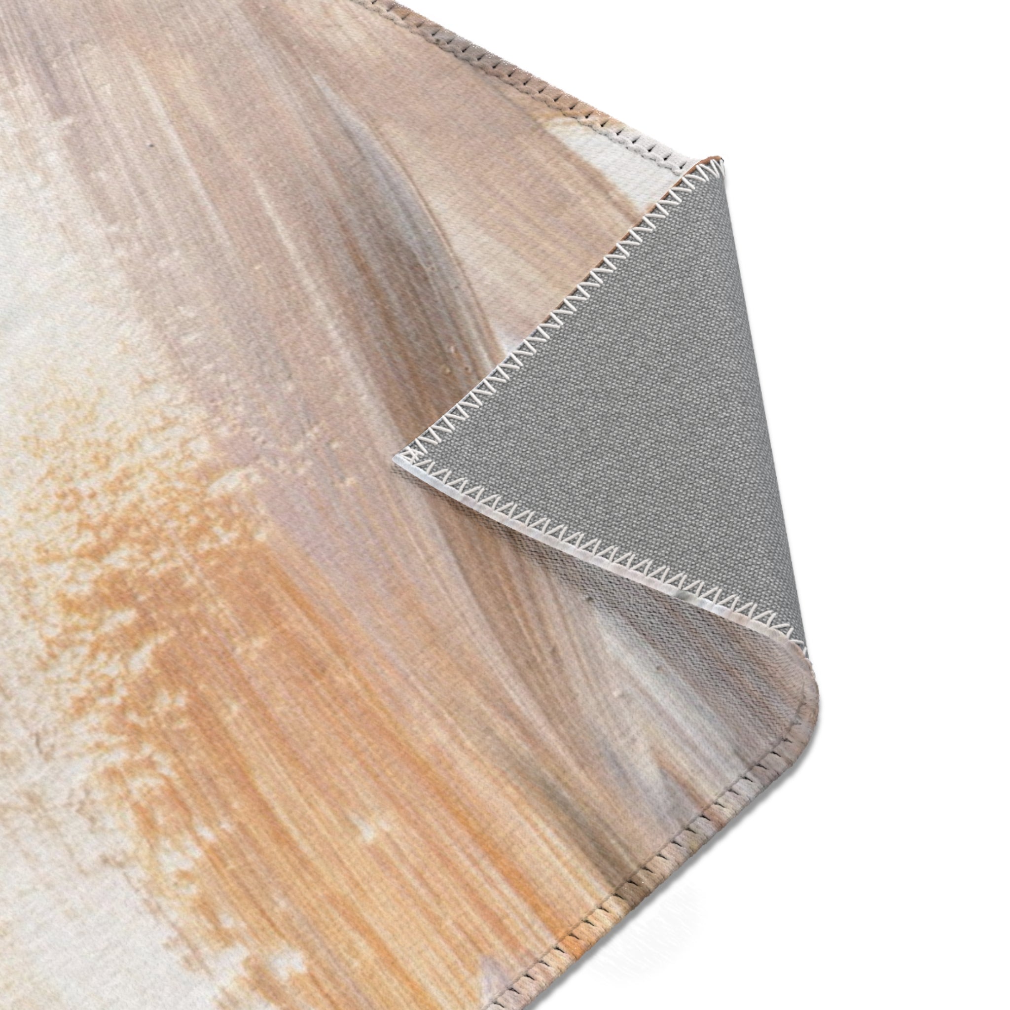 Abstract Area Rug | Acrylic Paint Pring, Taupe White Burnt Orange