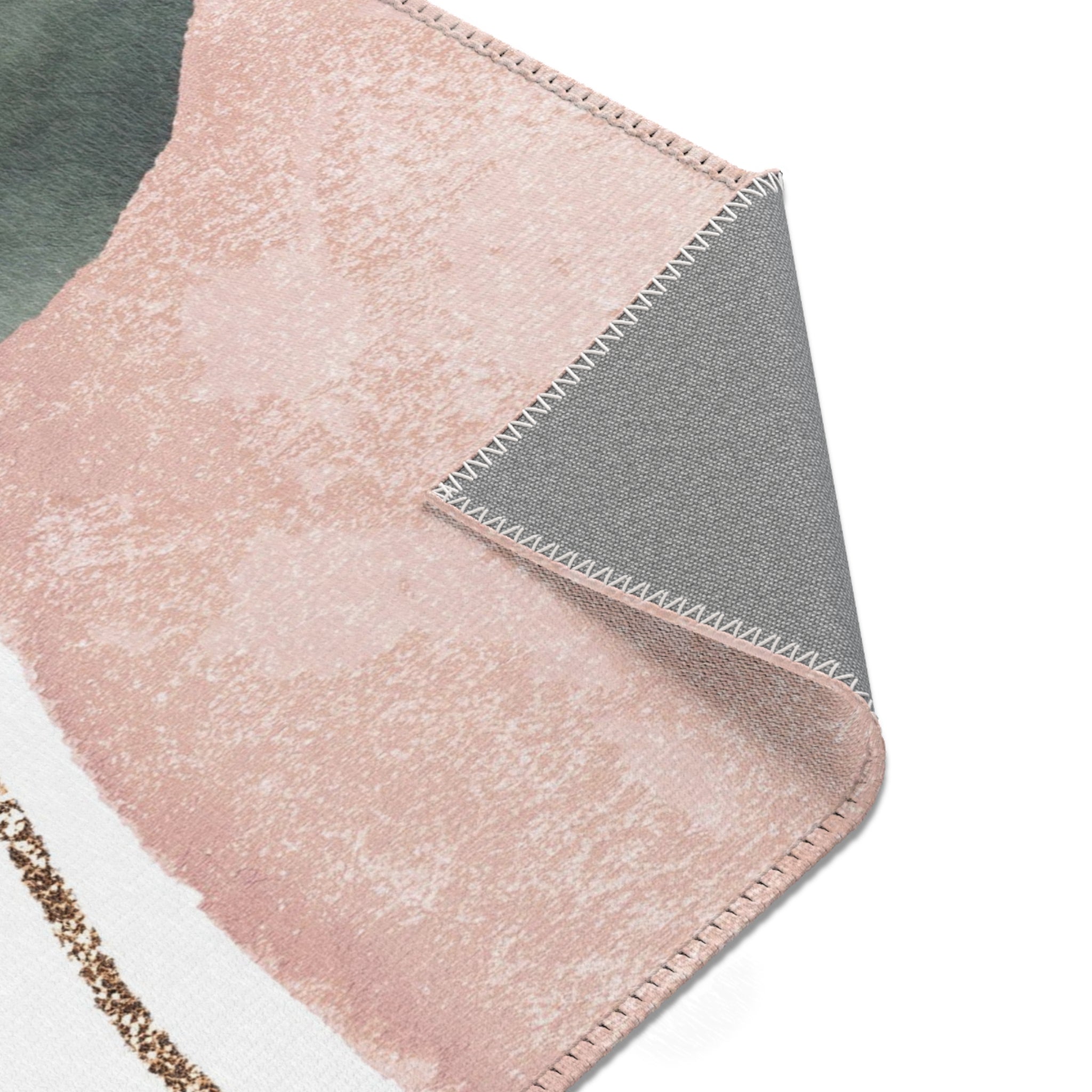 Abstract Boho Rectangle Area Rug | Modern Blush Pink, Sage Green