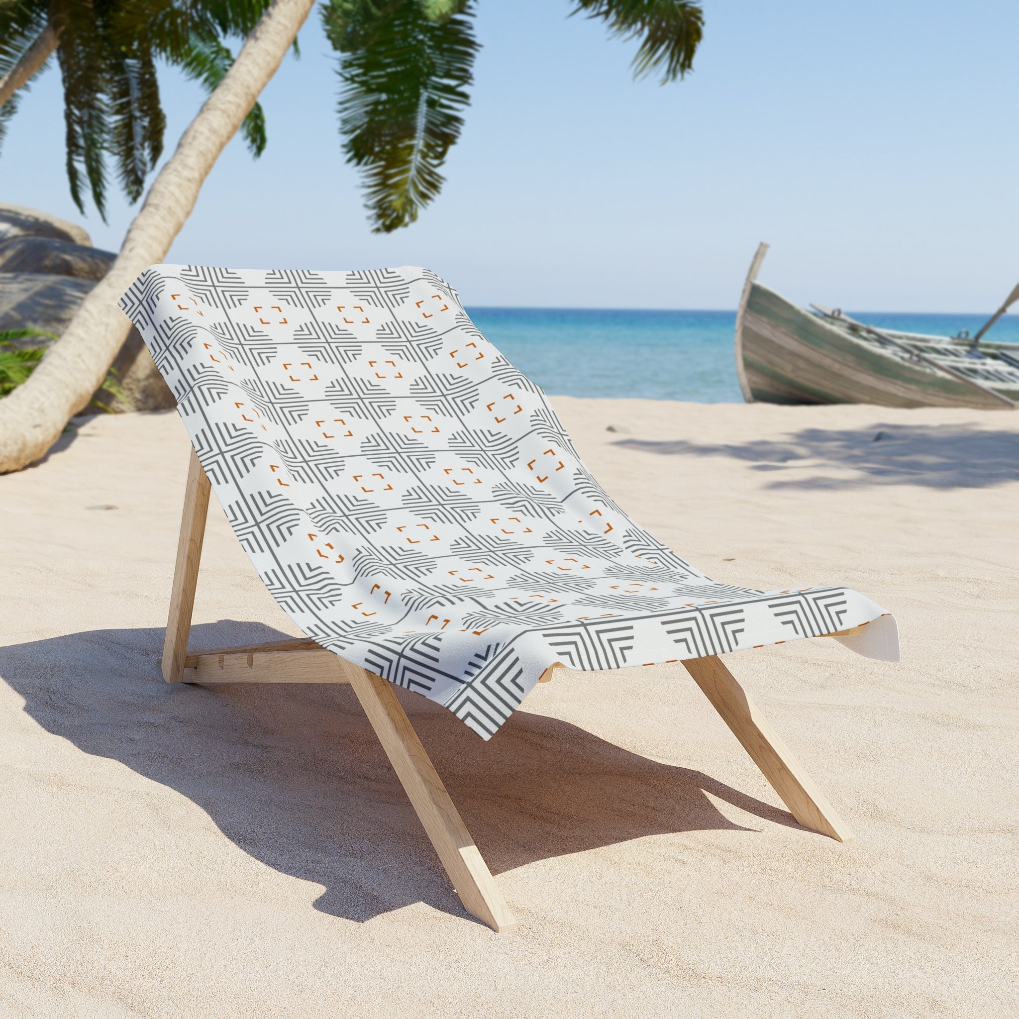 Bath, Beach Towel | Bath Towel grey, white, asian art
