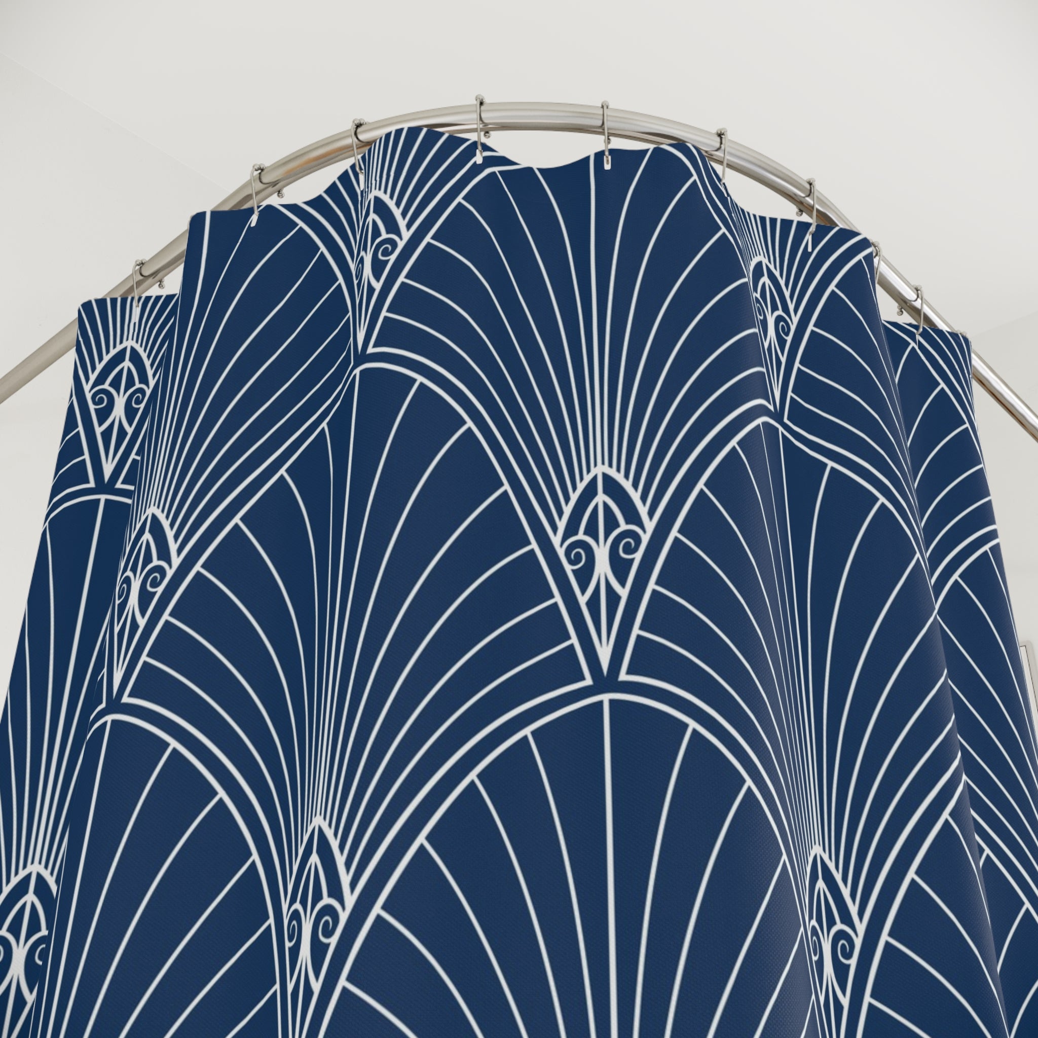 Blue White Shower Curtain | Art Noveau Fabric Curtain