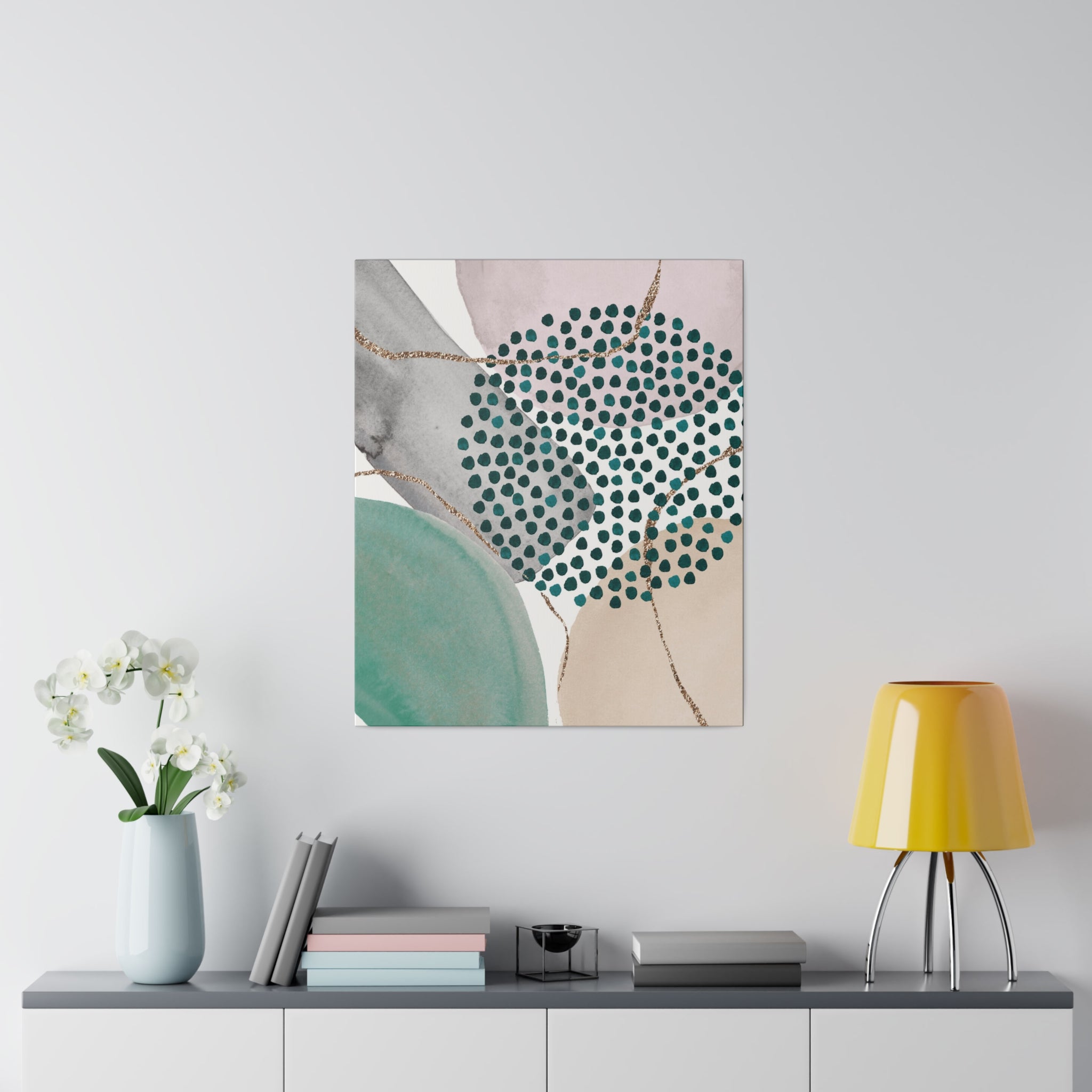 Abstract Artwork | Canvas Wall Art | Pastel Green Blue Beige