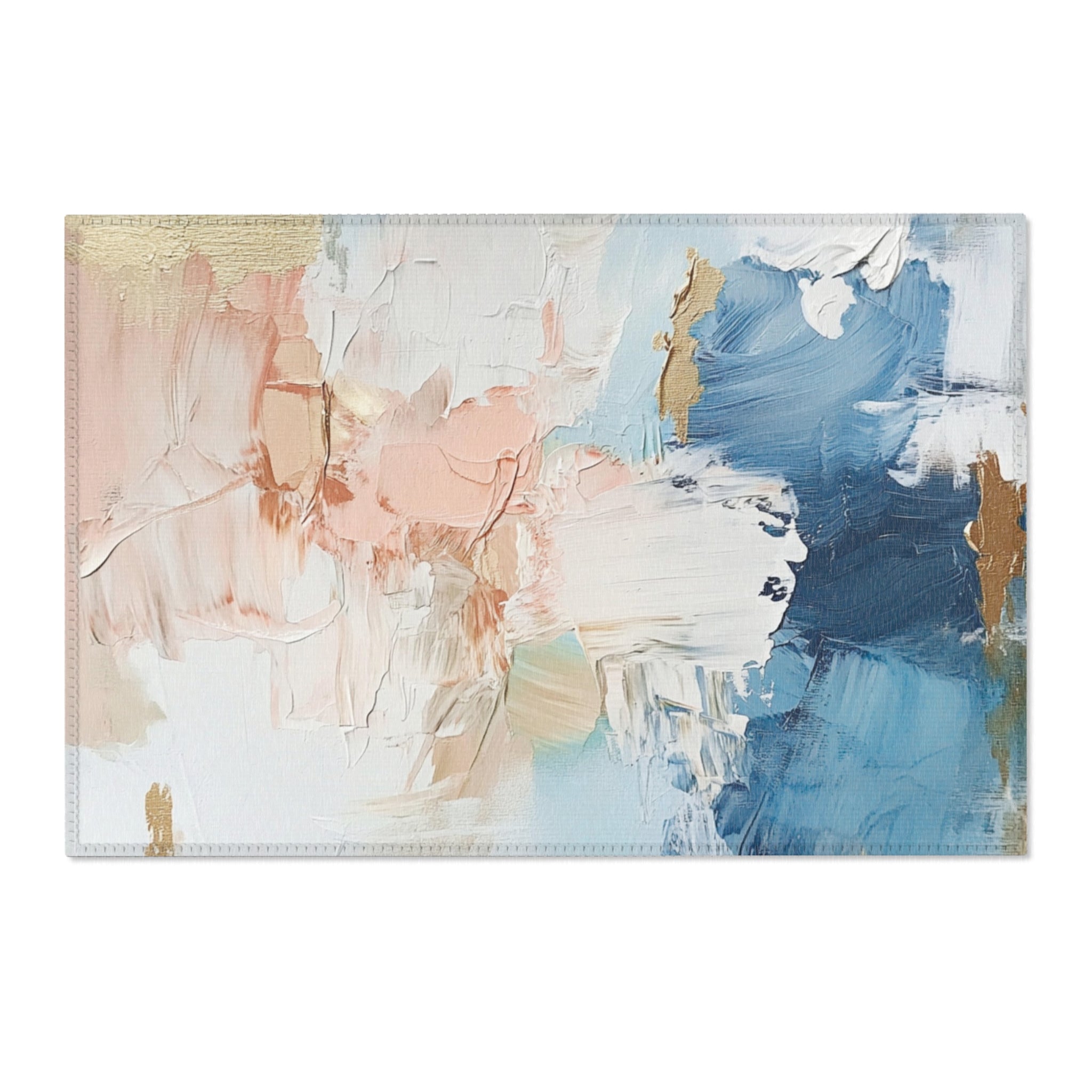 Abstract Area Rug | Blue White Blush Ombre Artsy Rug