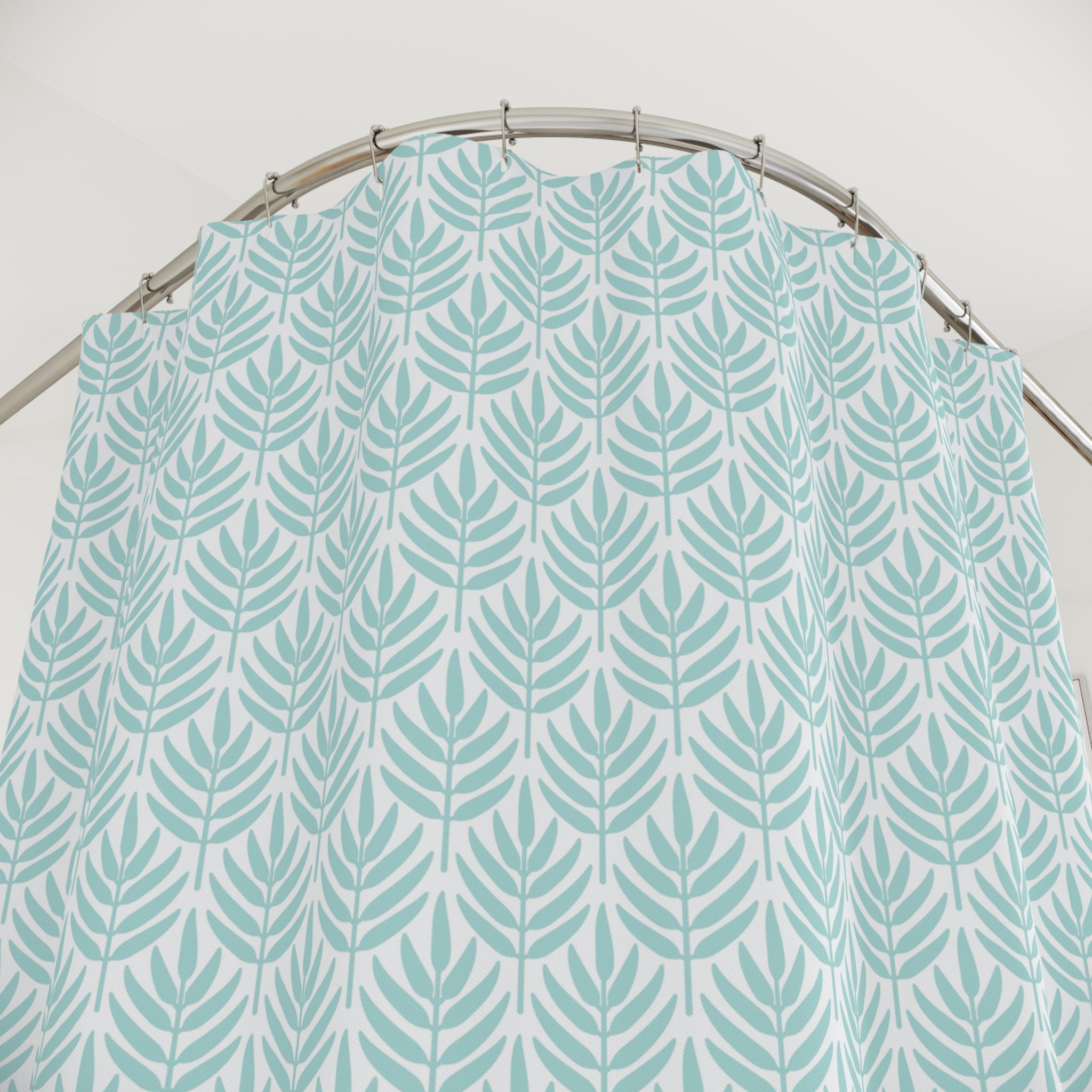 Boho Shower Curtain | Abstract Floral, Mint Blue