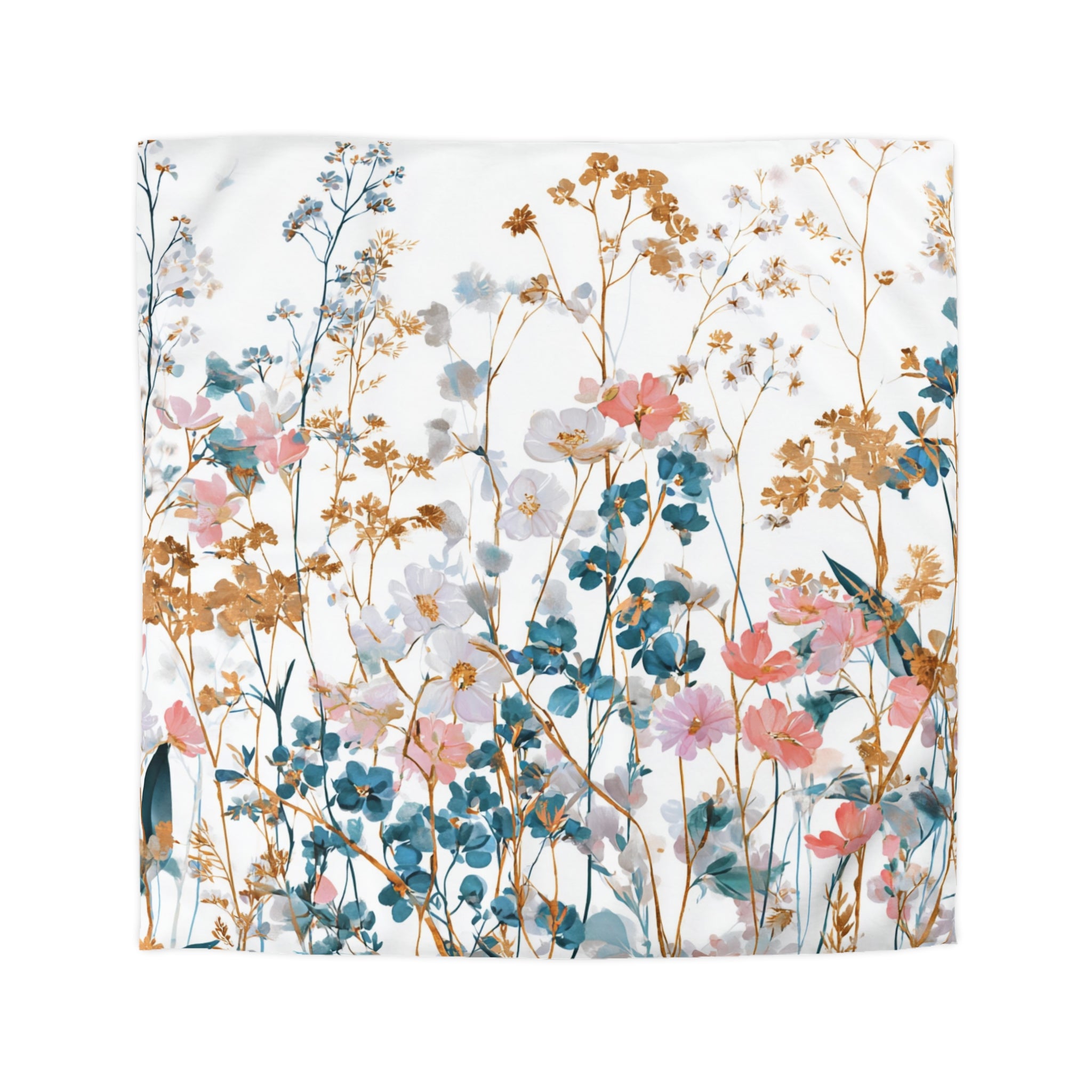 Floral Modern Duvet, Pillow Cover | White Beige Bedroom Decor