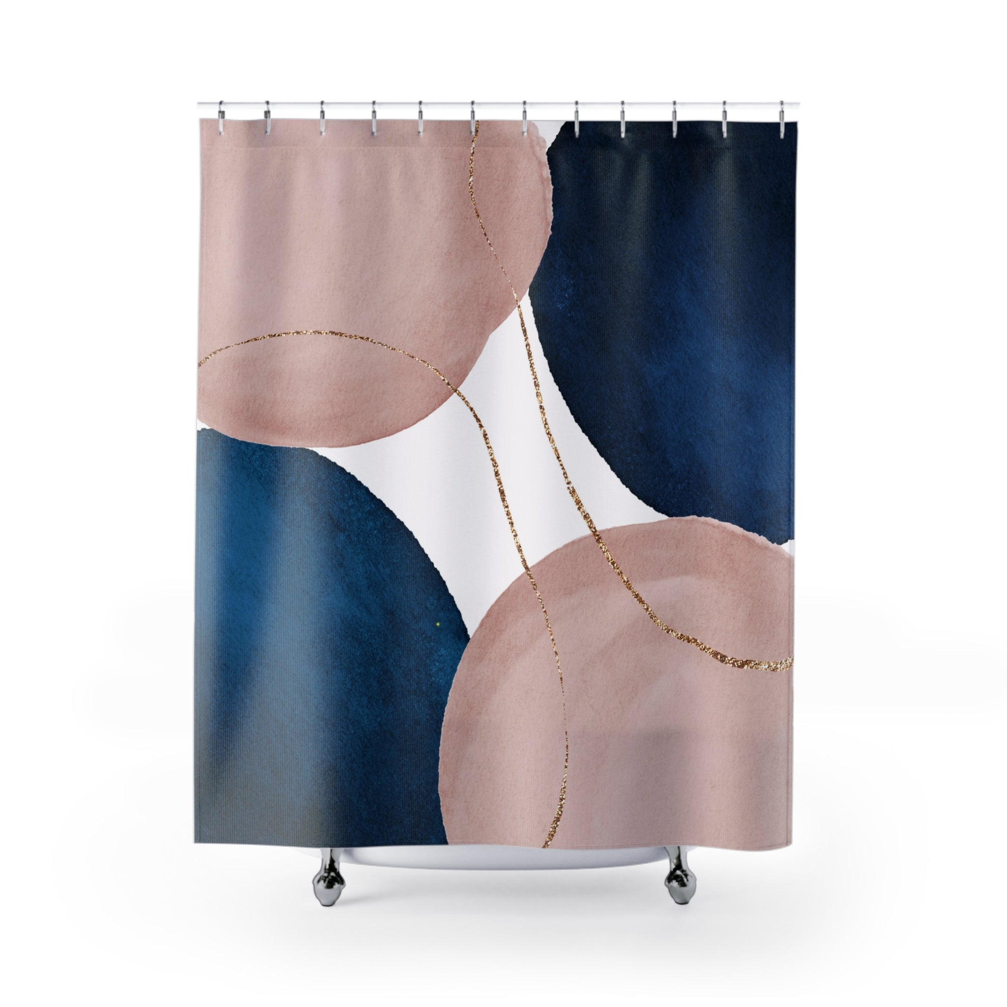 Abstract Shower Curtain, Blue, Blush