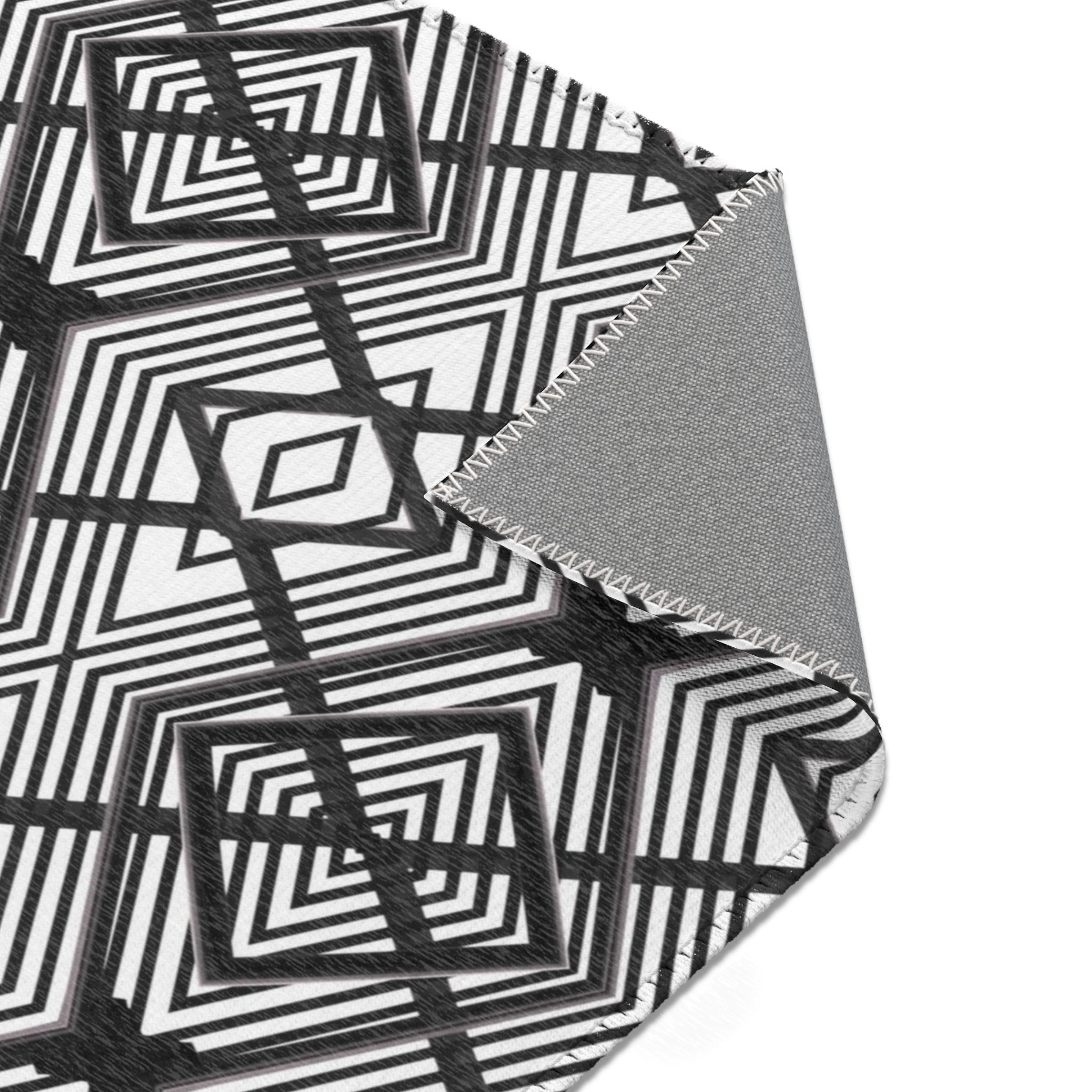 Abstract Area Rug | Geometric Black White Artsy Rug