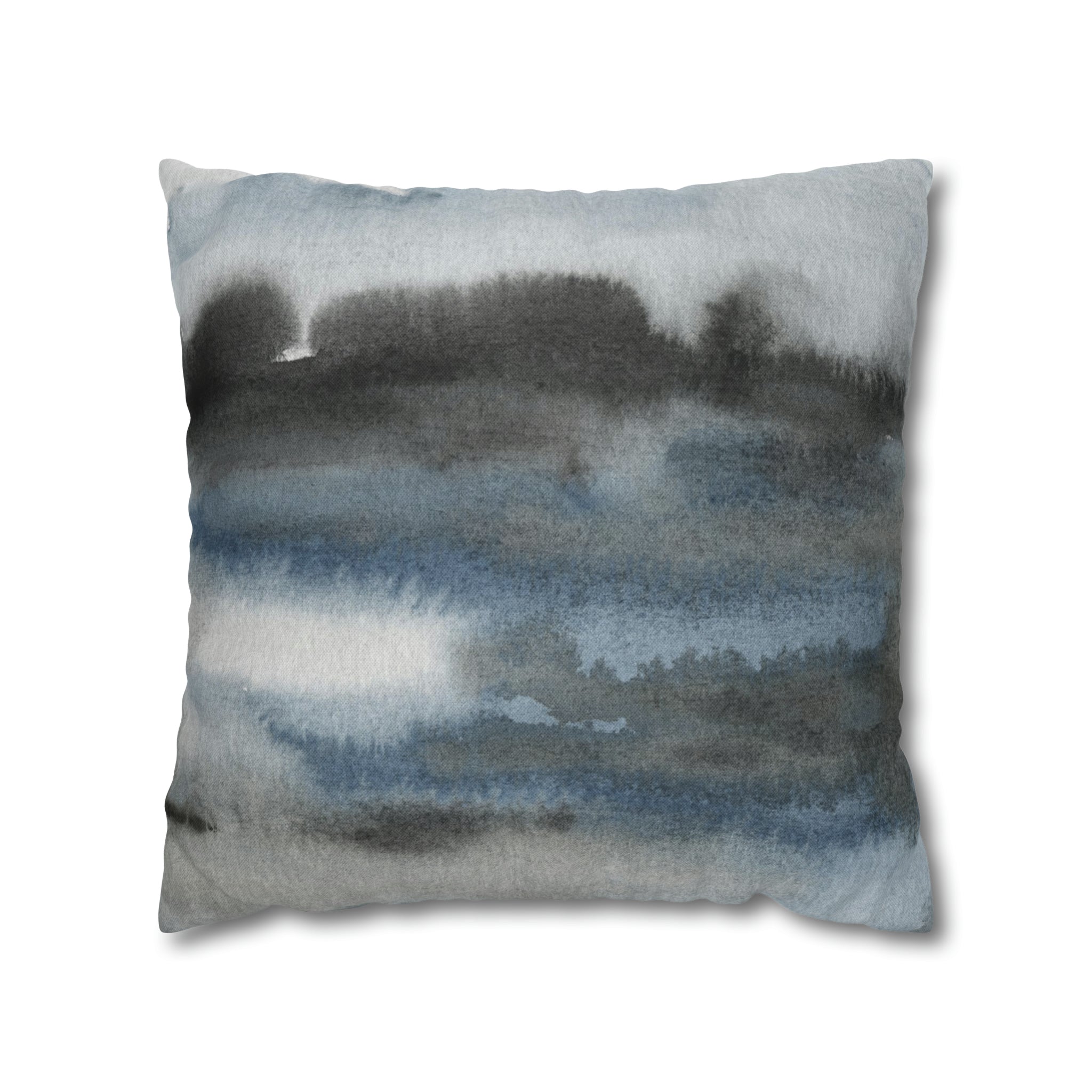 Abstract Pillow Cover | Navy Indigo Blue, Gray Black Ombre, Landscape