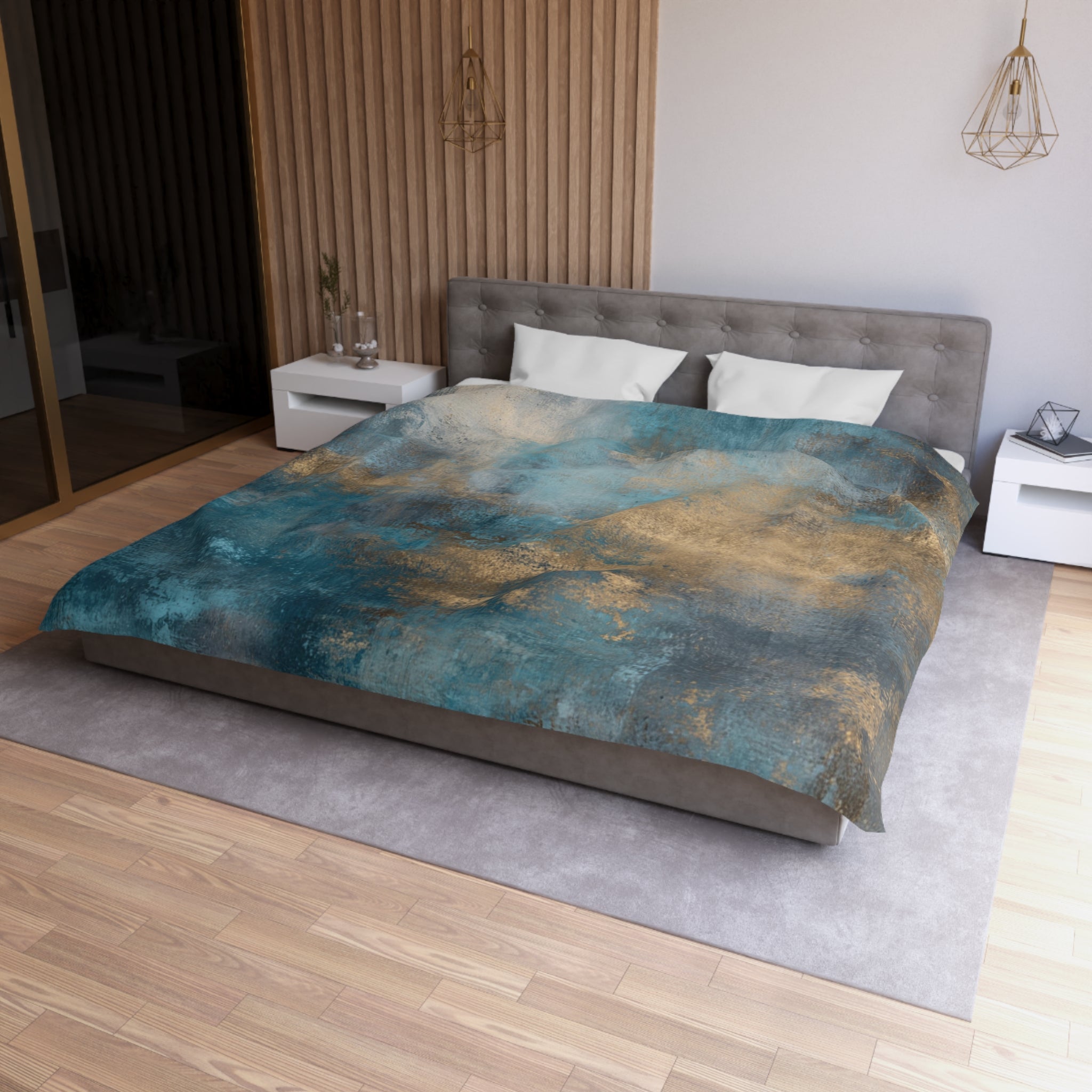 Abstract Duvet, Pillow Cover | Blue Blush Comforter, Modern Organic Bedroom Decor
