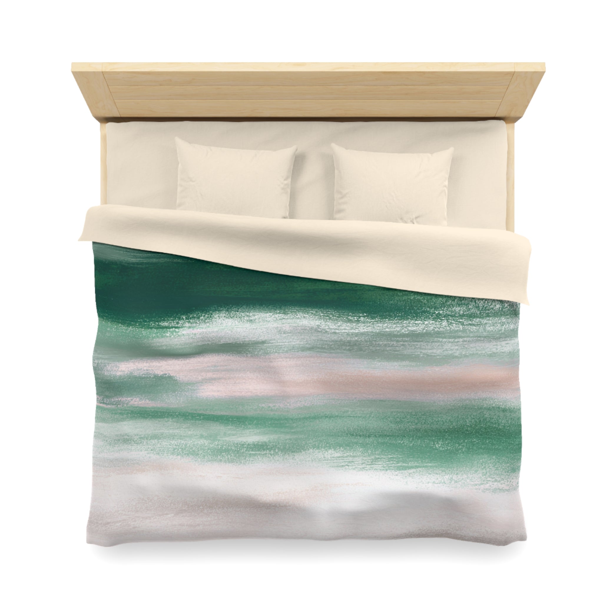 Ombre Duvet, Pillow Cover | Green Ivory Bedroom Decor