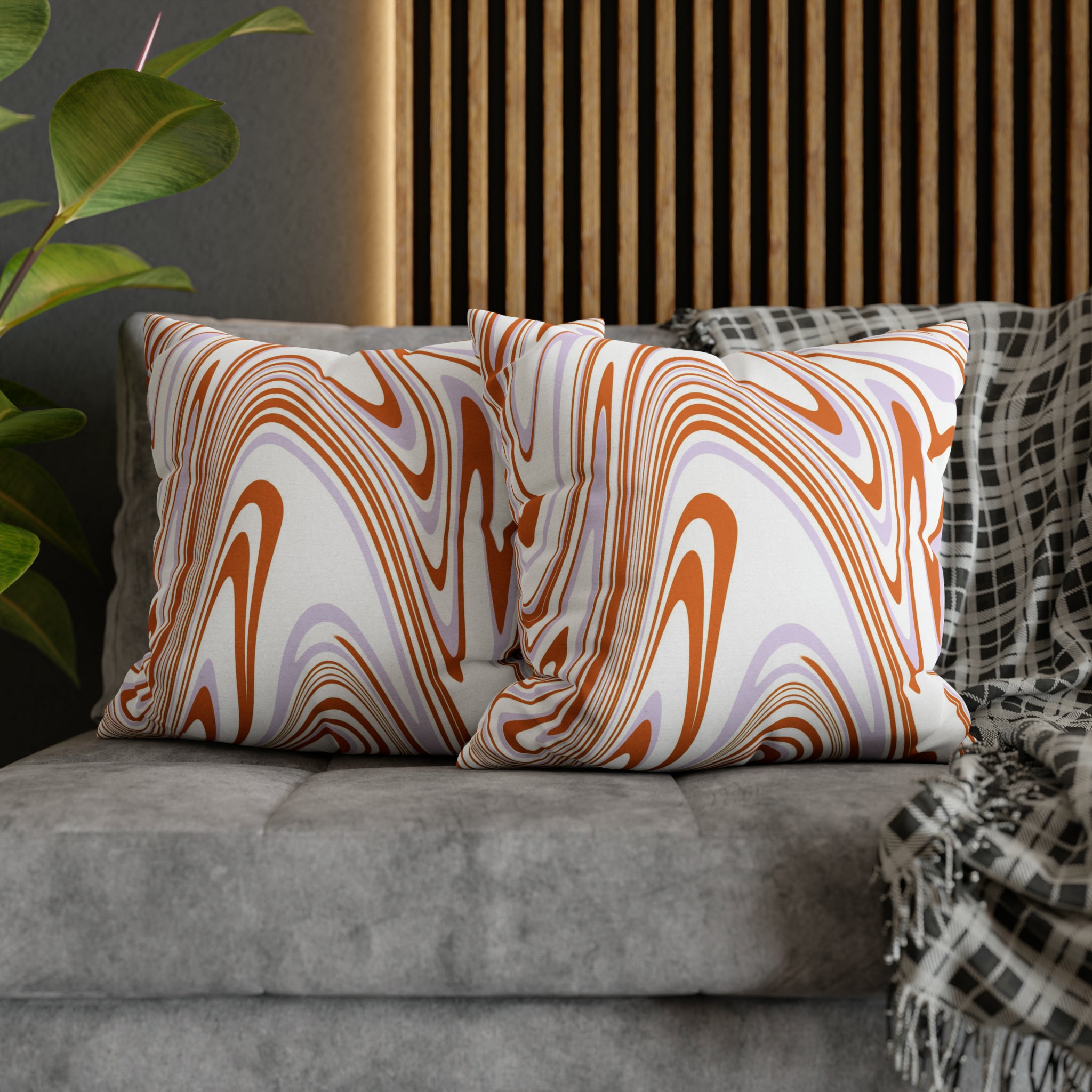 Abstract Pillow Cover | Retro Orange Lavender White