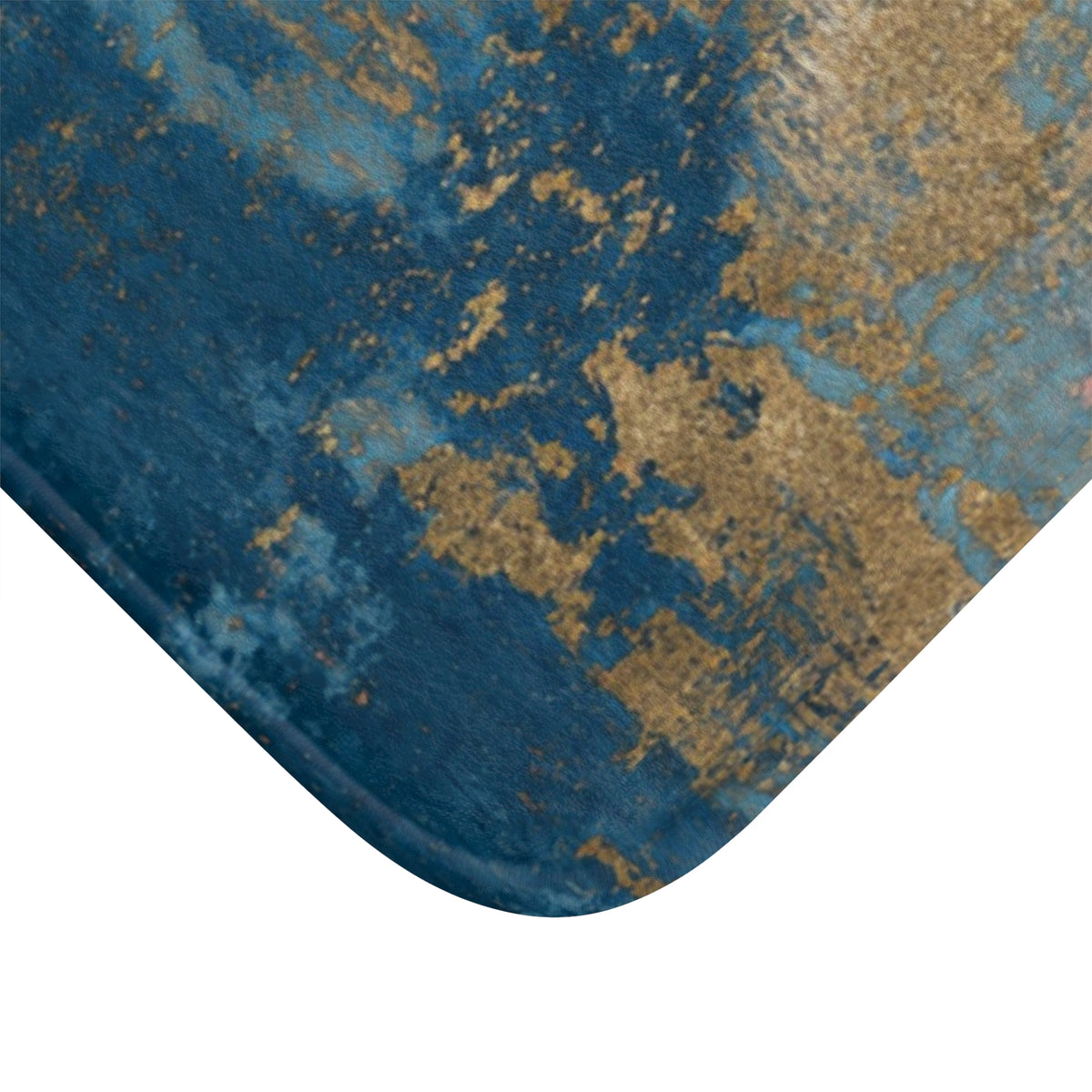 Teal Blush Ochre Abstract Bath Mat, Textured Bathroom Rug