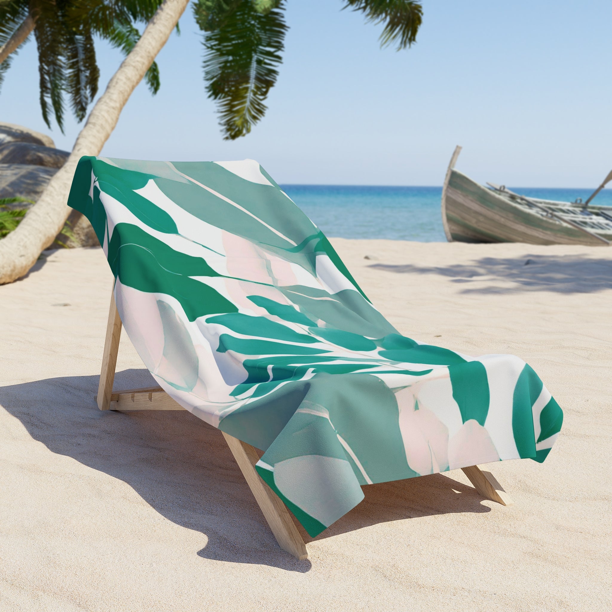 Bath Towel | Floral Sage Teal Green, Blush Pink