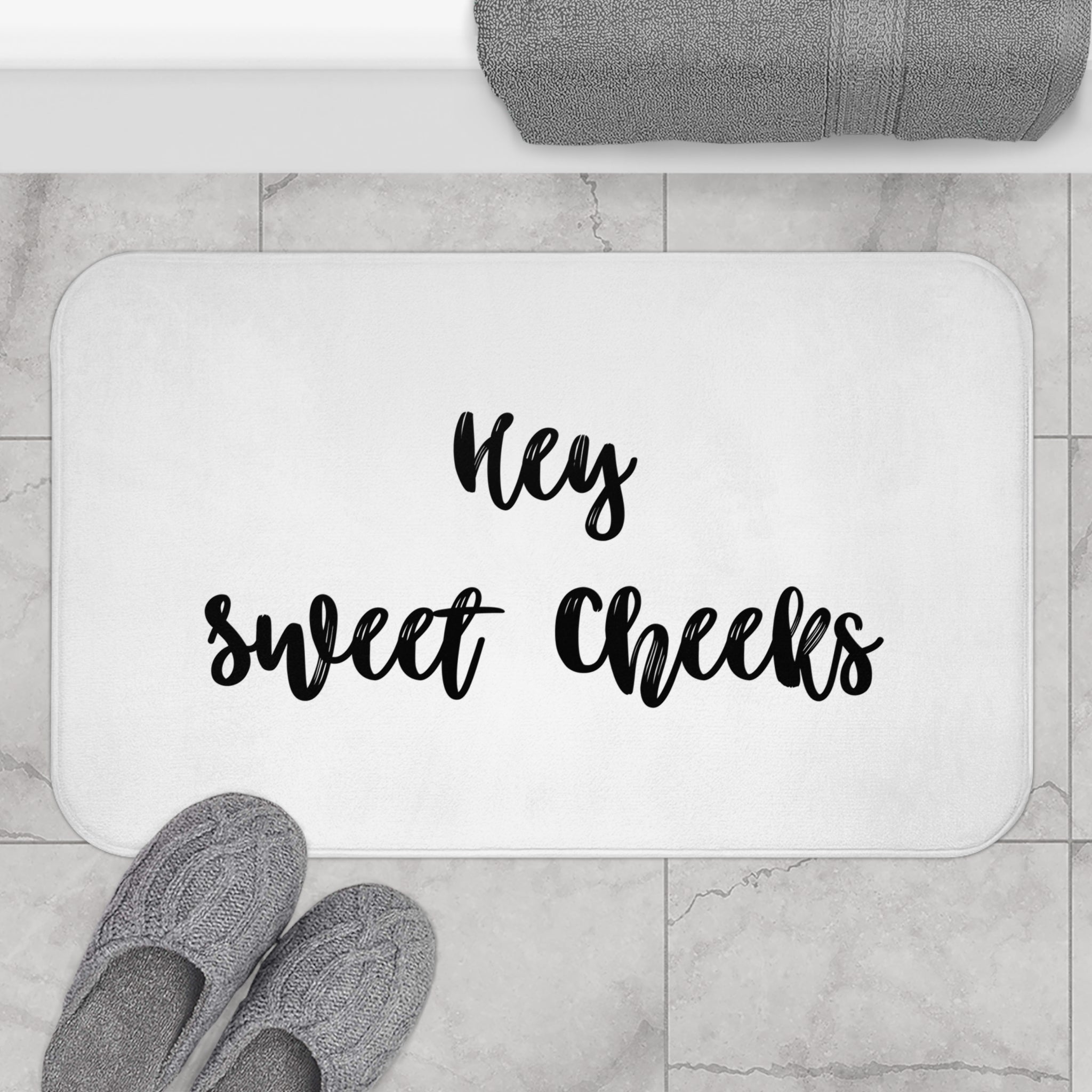 Cute Bath, Kitchen Mat | Black White, Minimalist