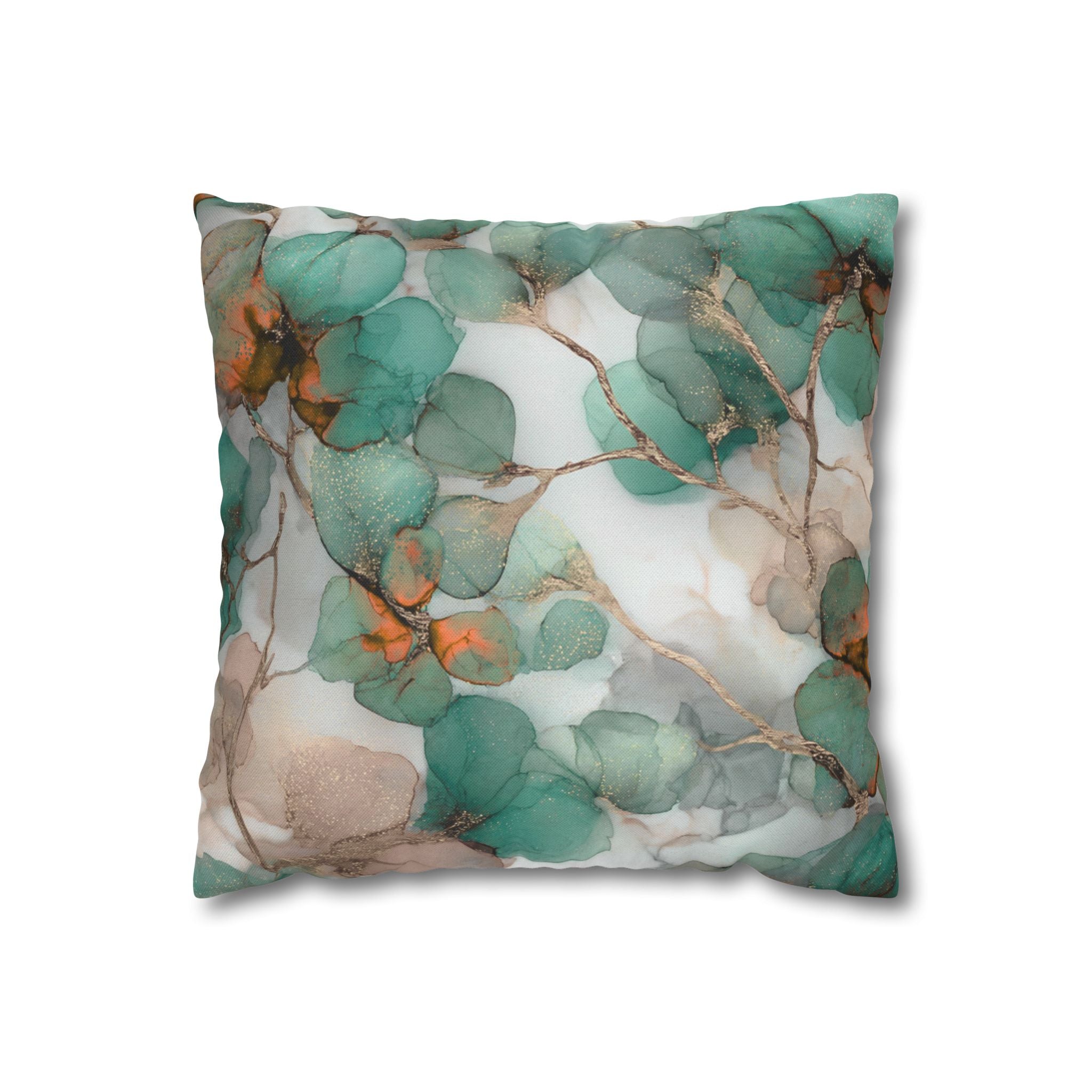 Floral Pillow Cover | Mint Green, Beige Watercolor Pillowcase
