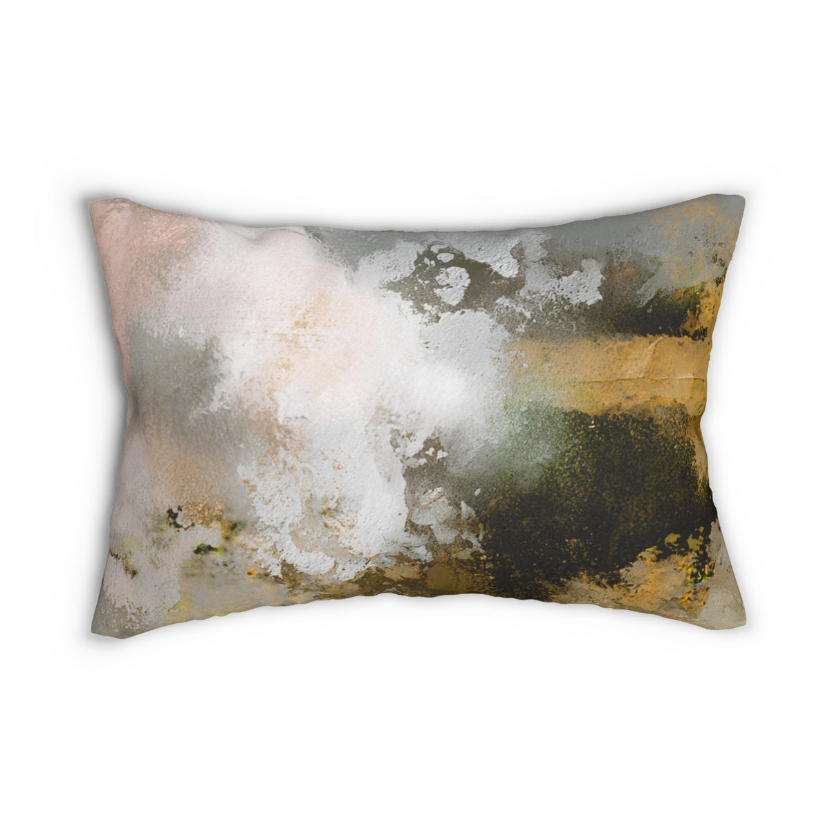 Blush Pink Grey and Olive Abstract Lumbar Pillow