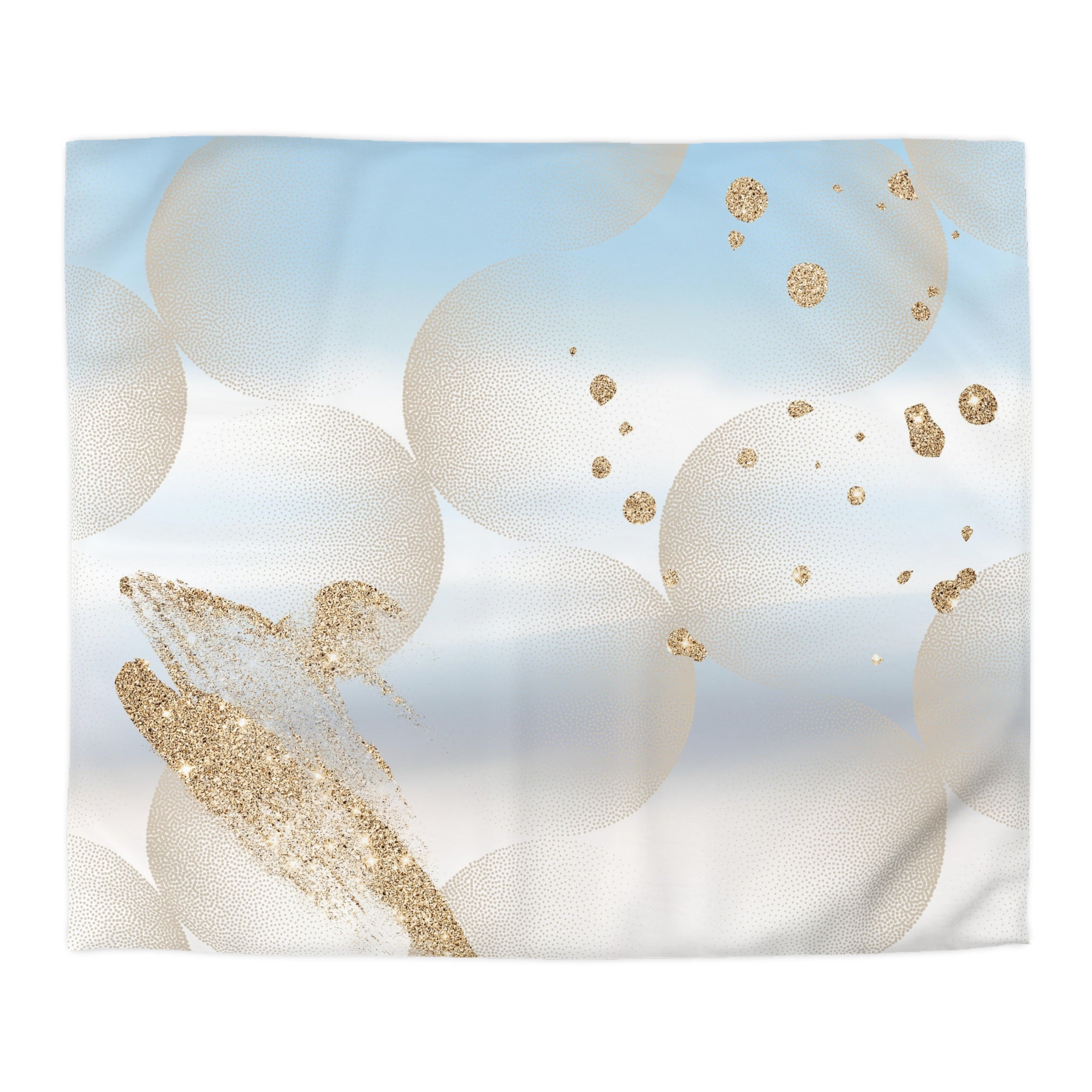 Abstract Duvet Cover | Muted Gold, Sky Blue White | Bedroom Decor