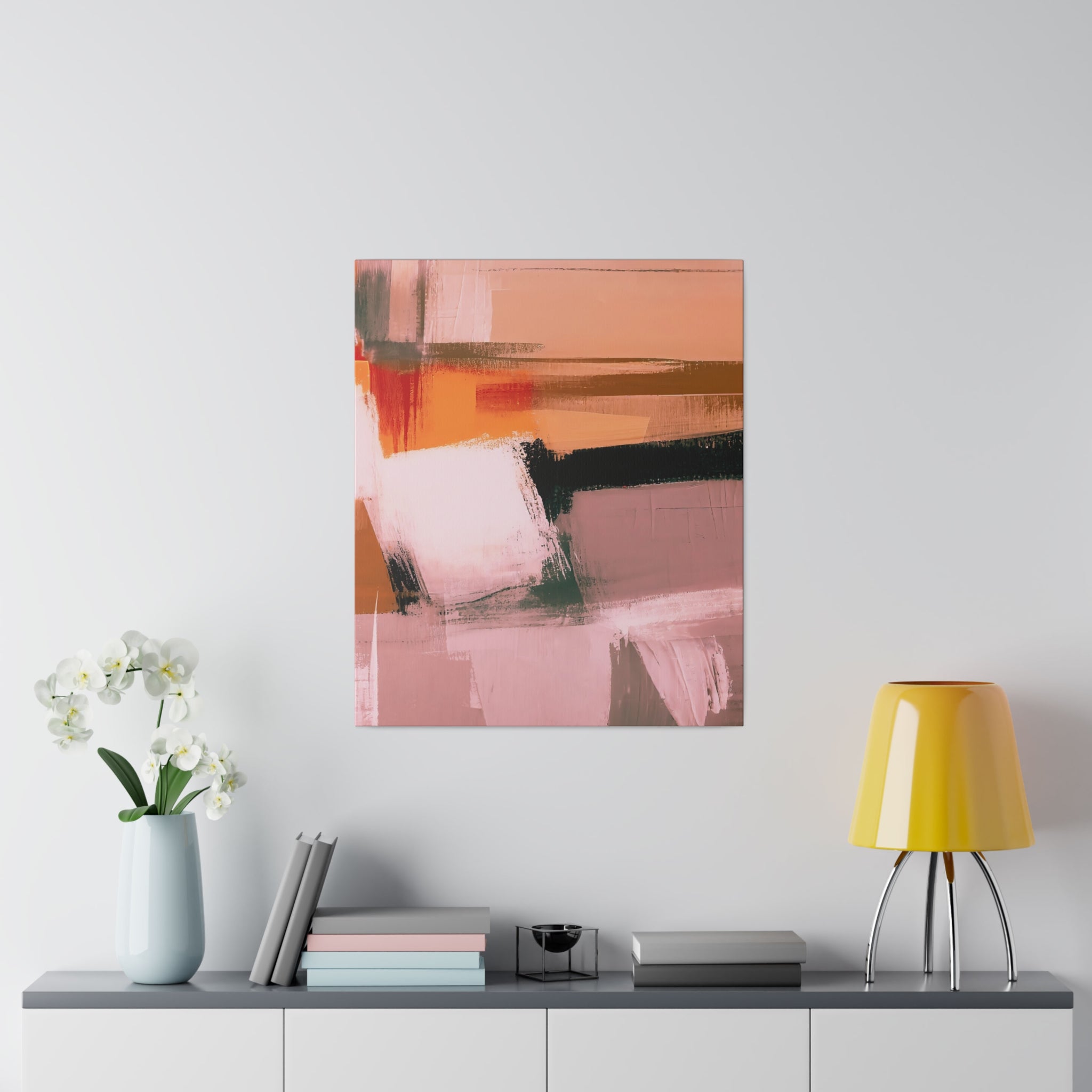Abstract Artwork | Canvas Wall Art | Pink Peach Black