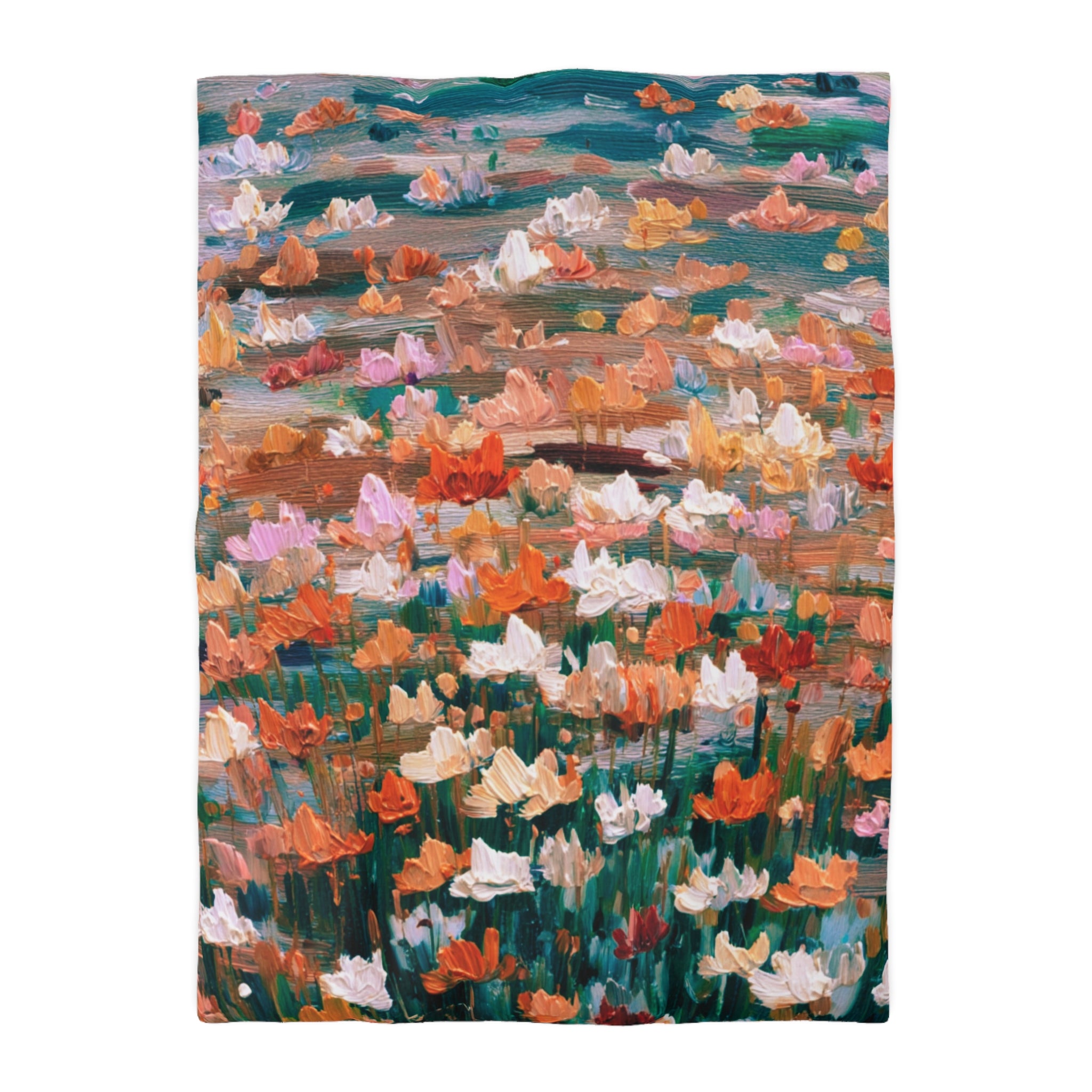Floral Duvet, Pillow Cover | Orange Green Bedroom Decor