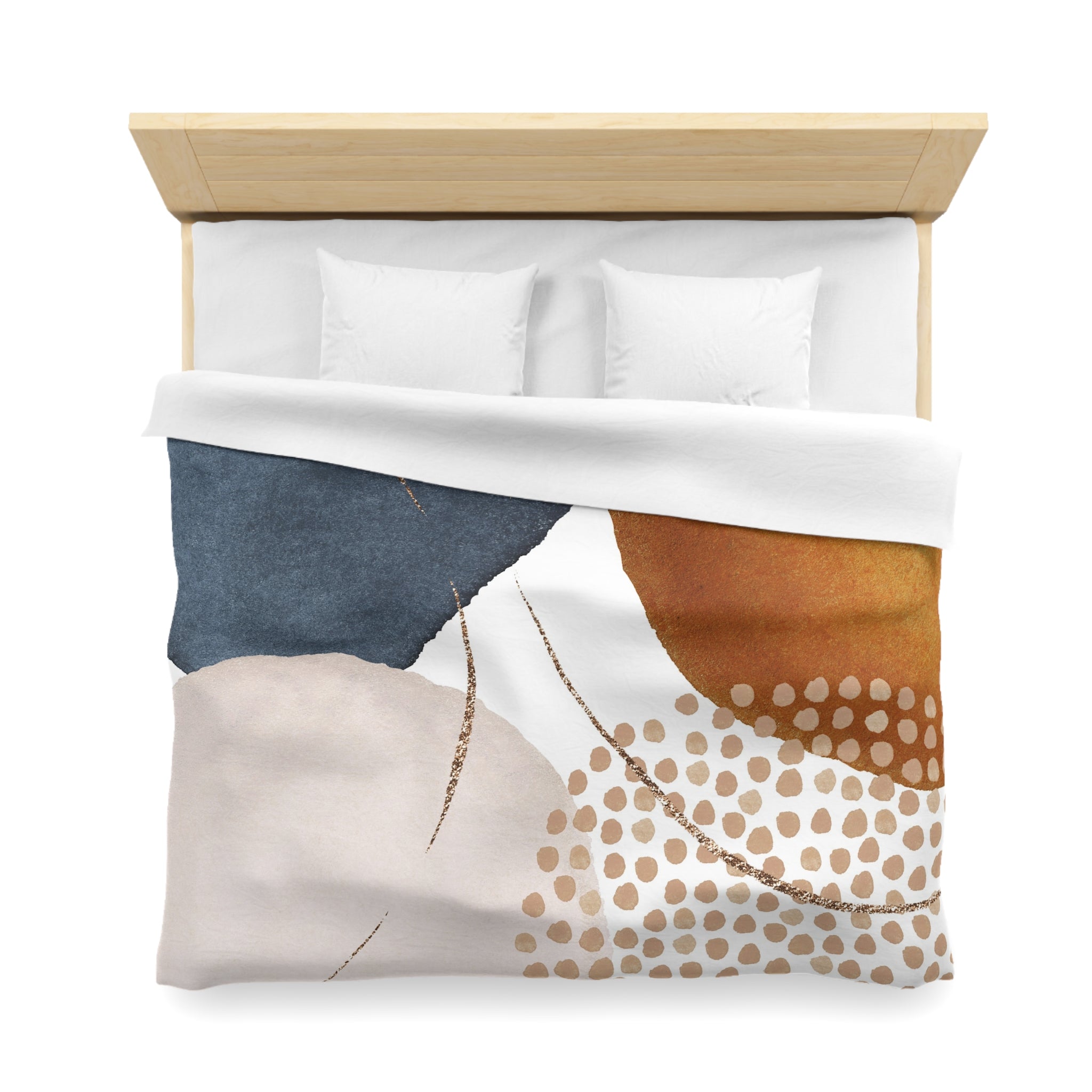 Abstract Duvet Cover | Blush Beige, Burnt Orange, Navy Blue | Bedroom Decor