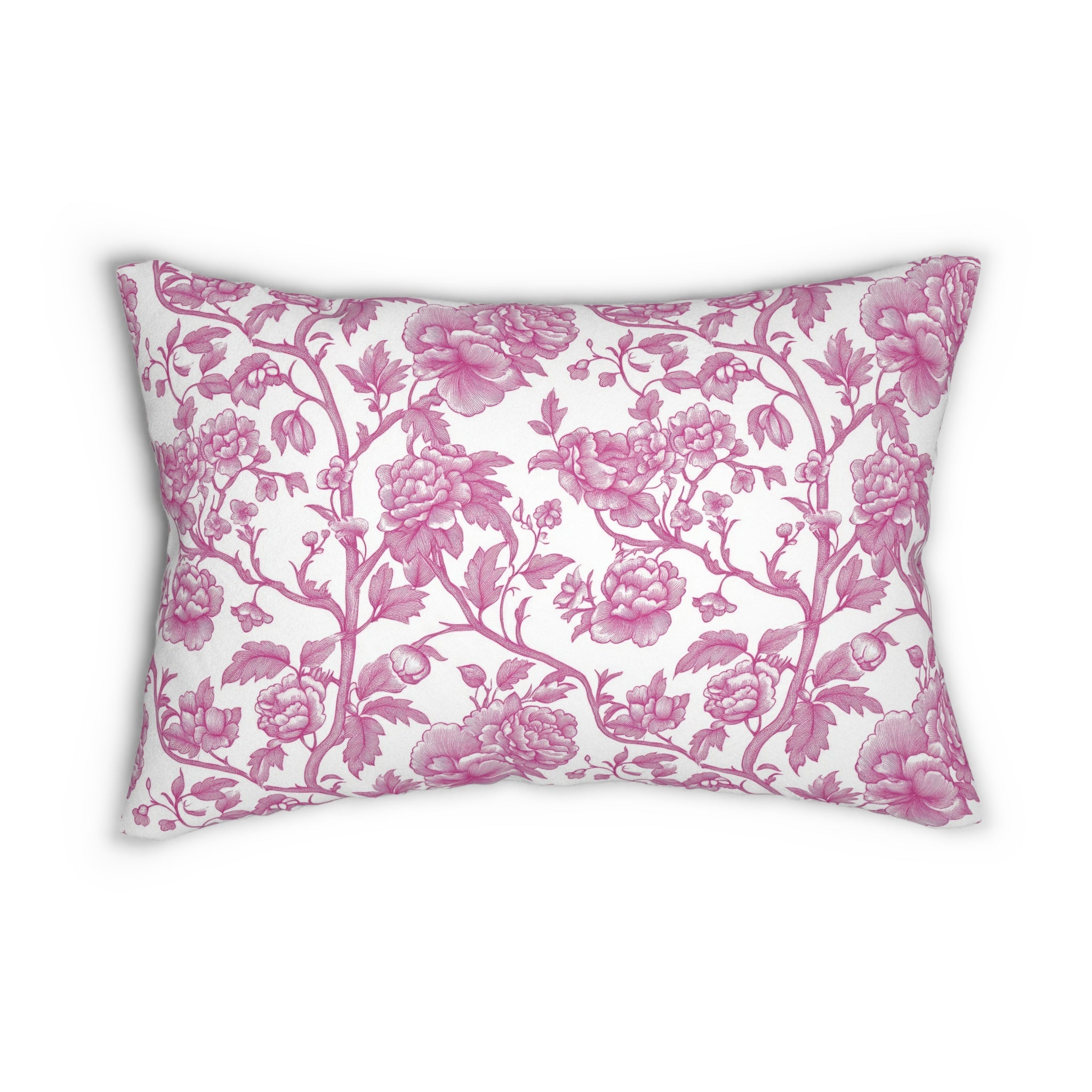 Abstract Floral Lumbar Pillow | Vintage White Pink Watercolor