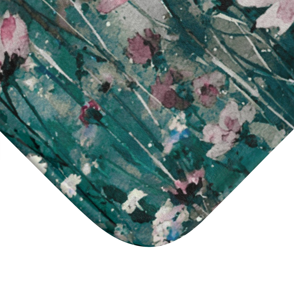 Teal Pink Cosmos Meadow Bath Mat, Kitchen Mat