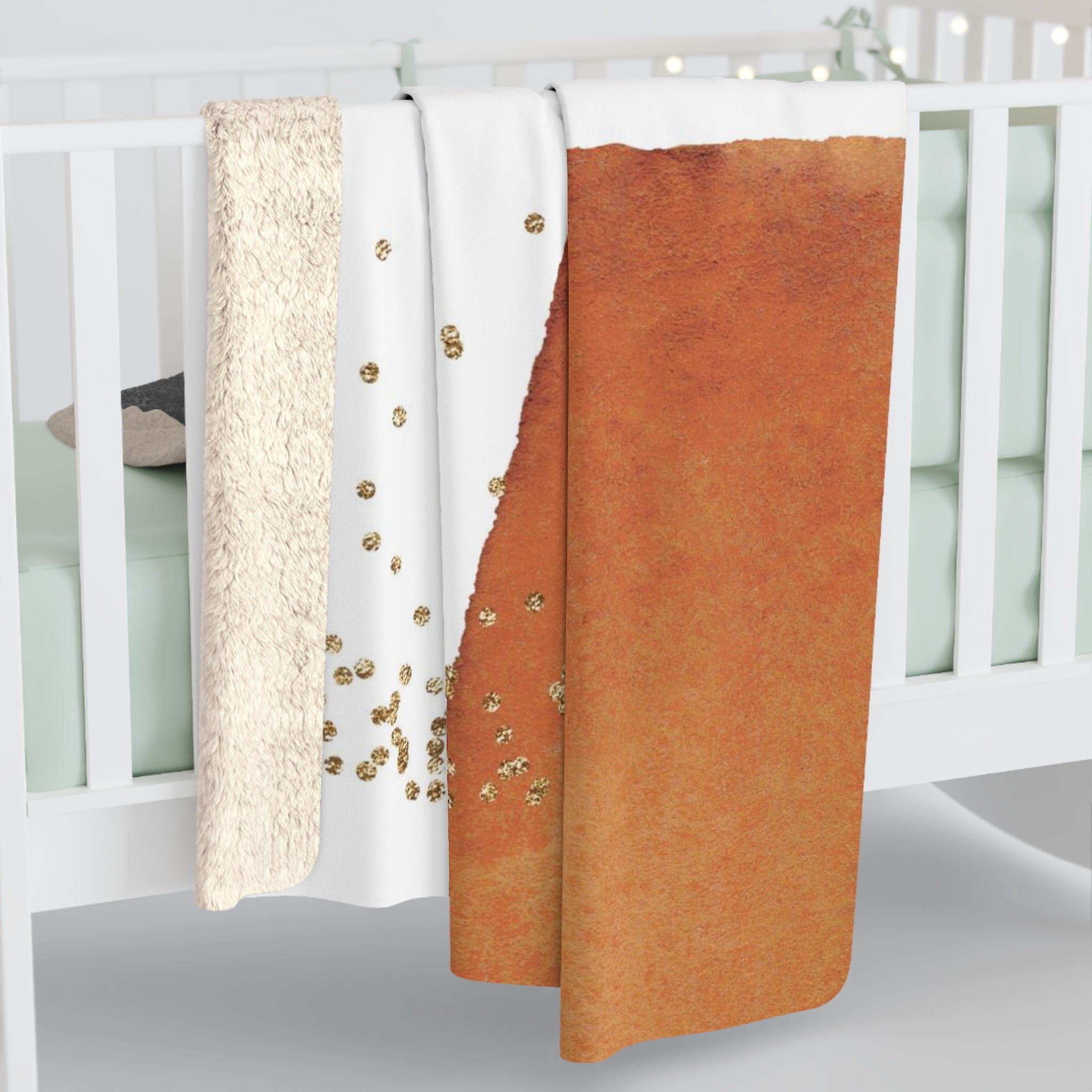 Abstract Throw Blanket | White Grey, Rust Orange Beige Modern Art