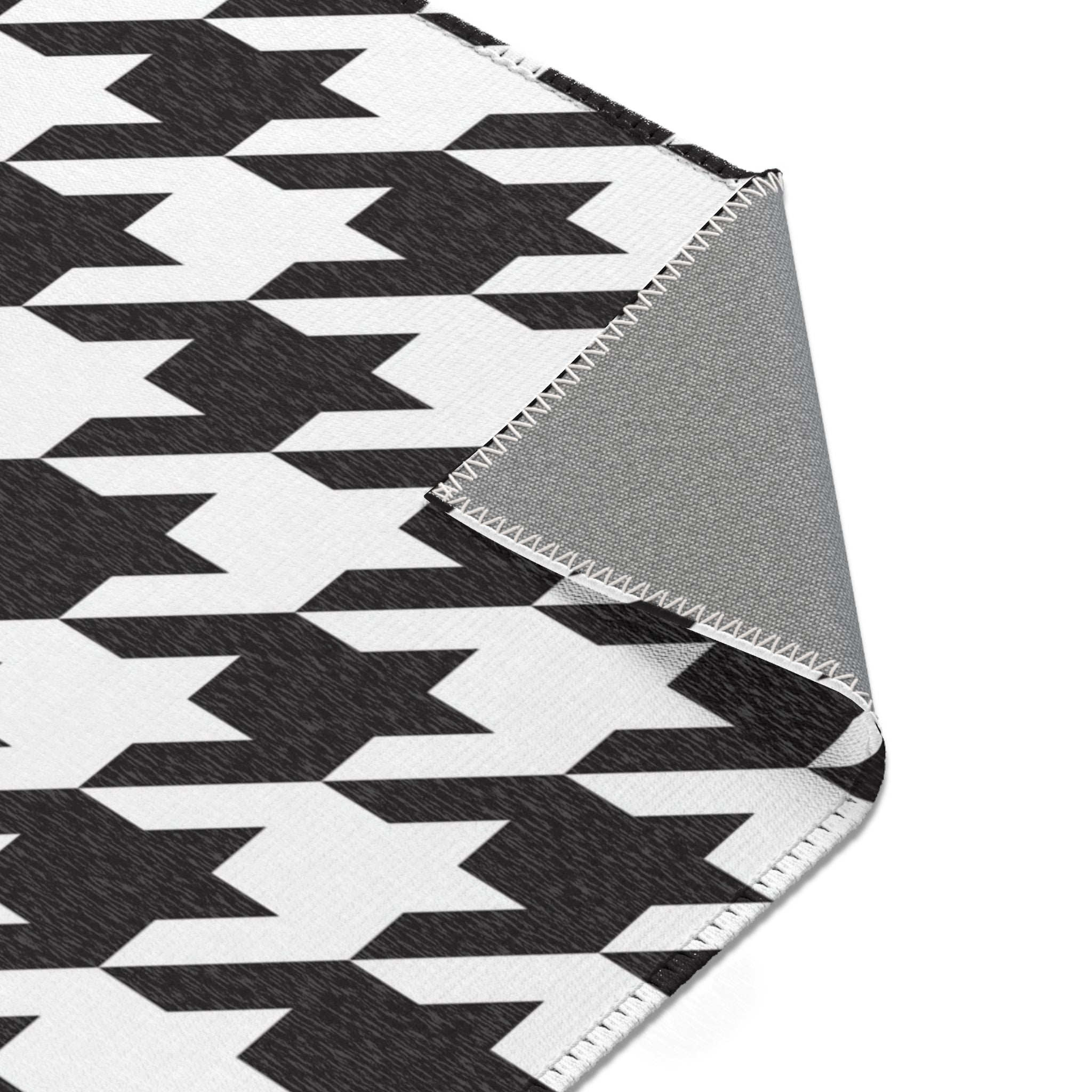 Large Area Rug | Black White Houndstooth