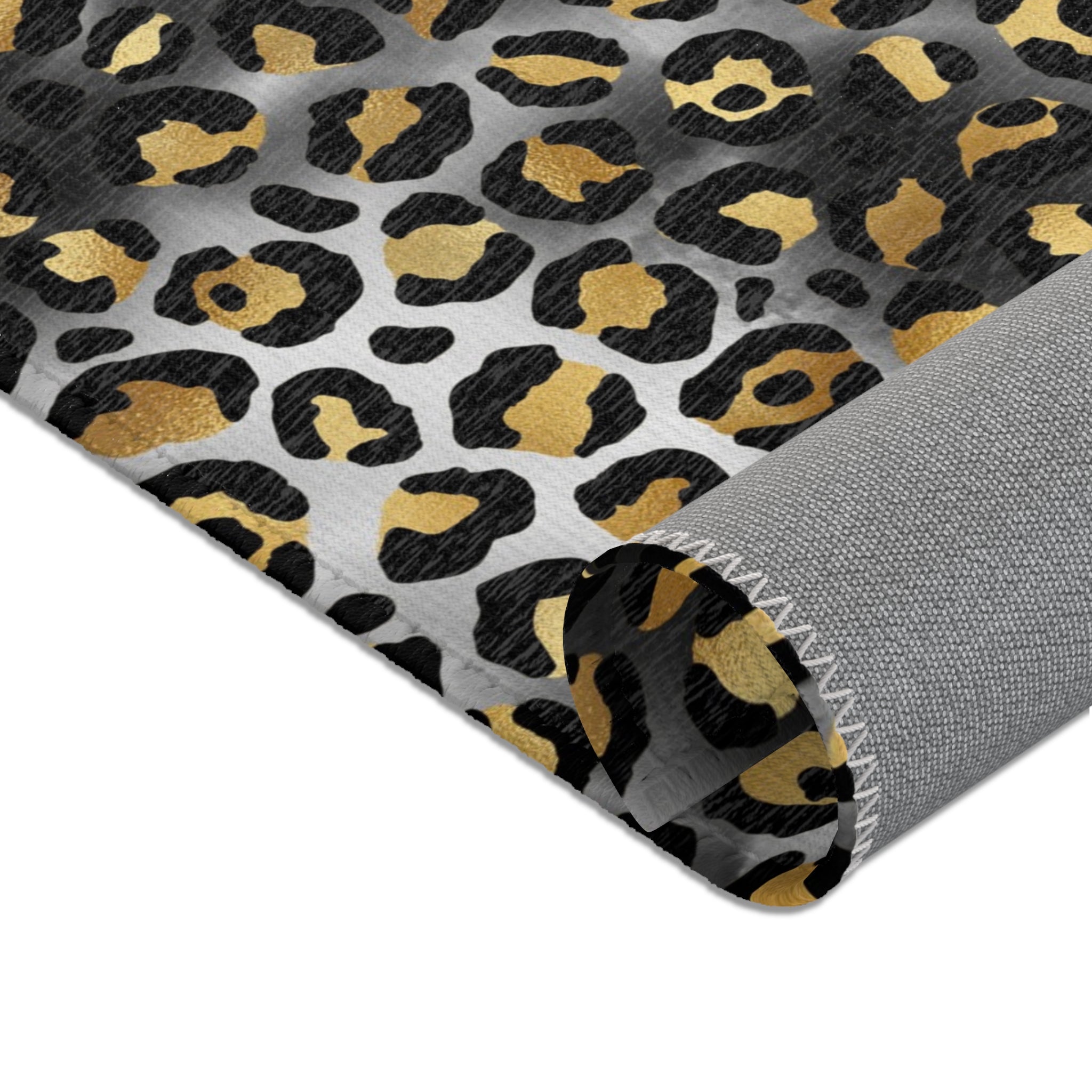Large Area Rug | Gold Beige, Black Ombre Animal Print