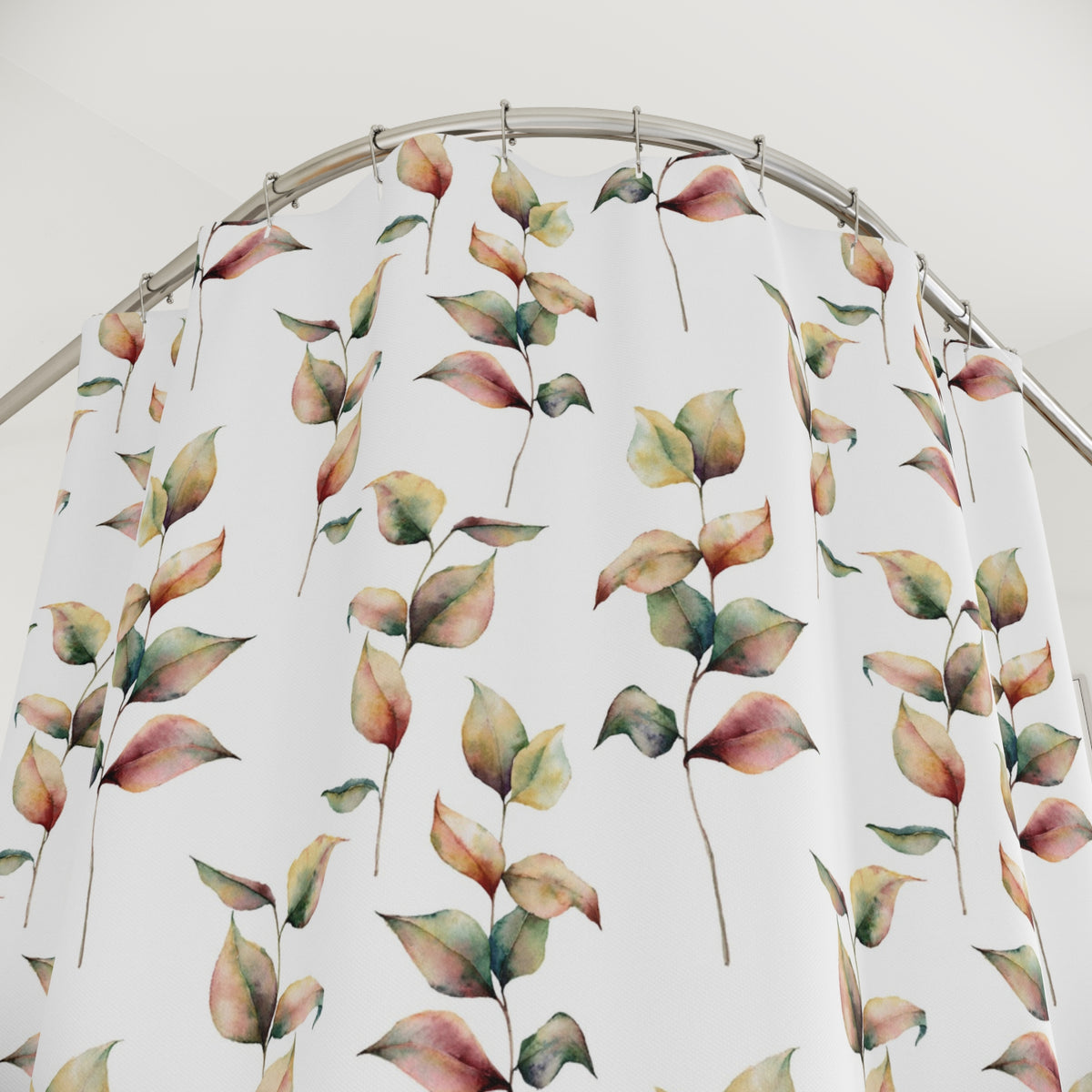 Rust Sage Autumn Leaf Shower Curtain, Bath Curtain 71x74